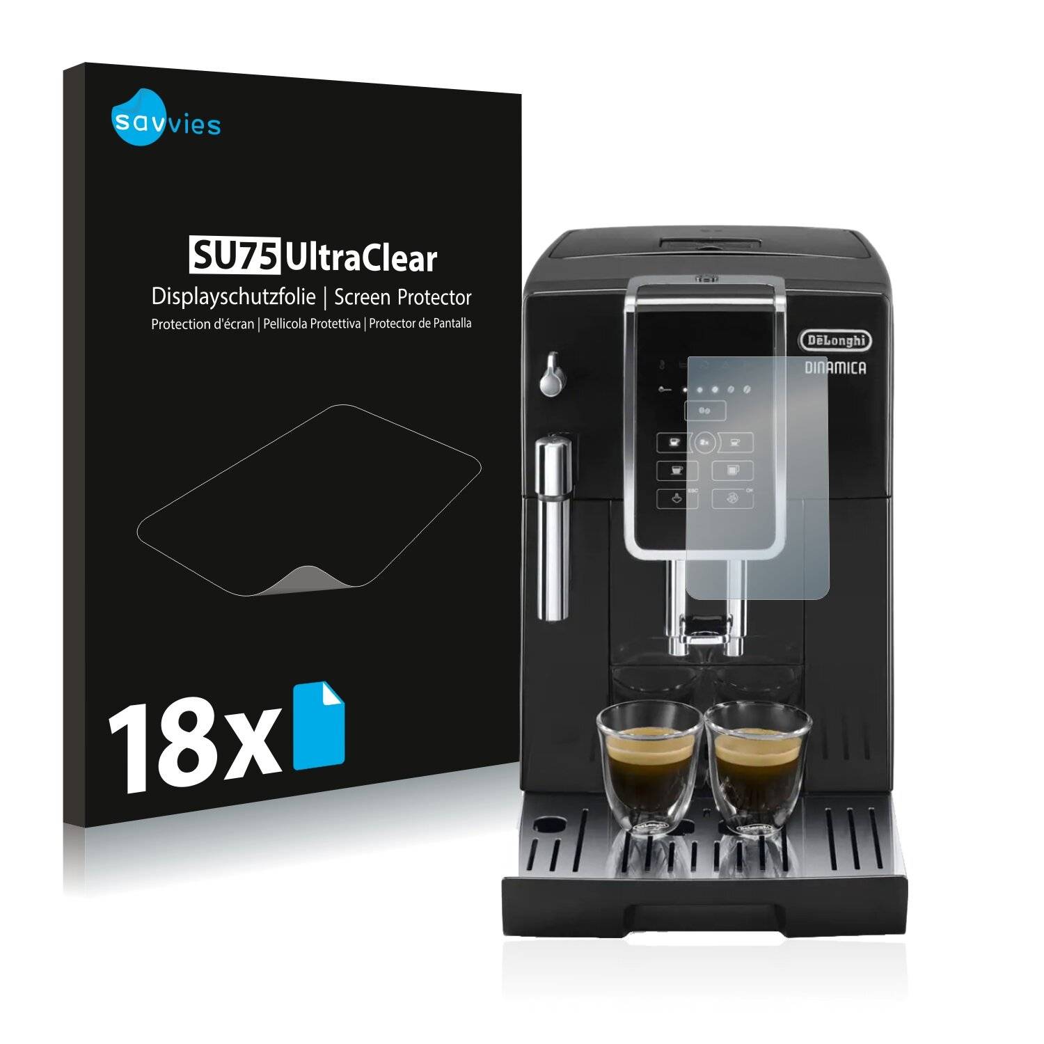 18x Savvies SU75 Displayschutzfolie für DeLonghi Dinamica