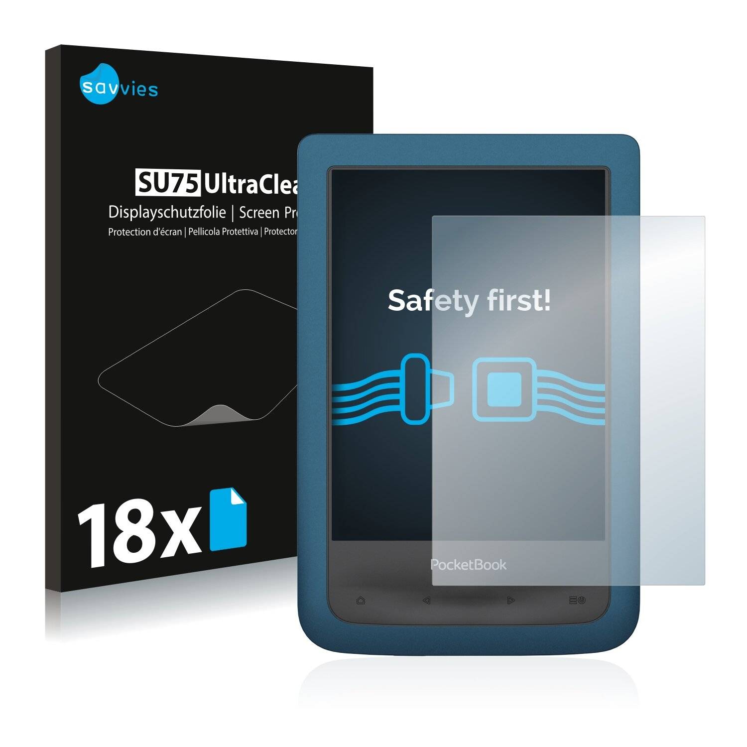 18x Savvies SU75 Displayschutzfolie für Pocketbook Auqa