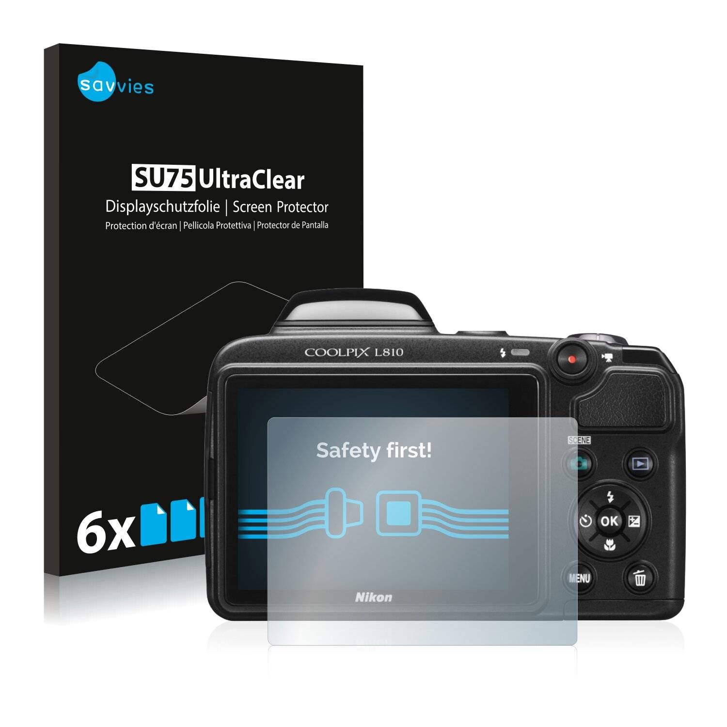 6x Savvies SU75 Displayschutzfolie für Nikon Coolpix