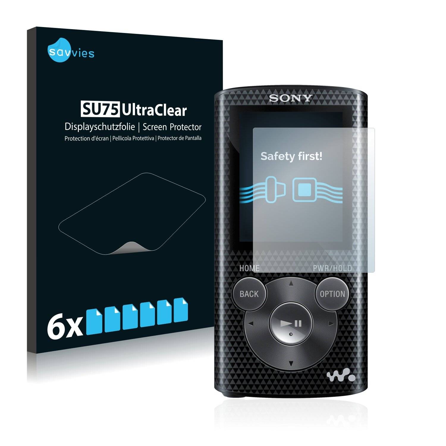 6x Savvies SU75 Displayschutzfolie für Sony Walkman