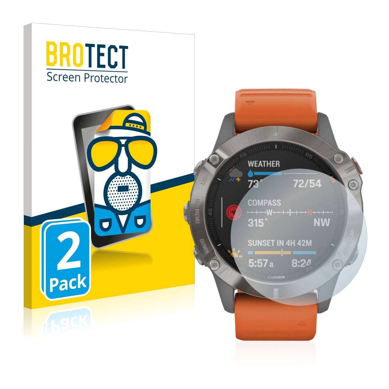 2x BROTECT Matte Displayschutzfolie für Garmin Fenix 6 Pro - Entspiegelt,