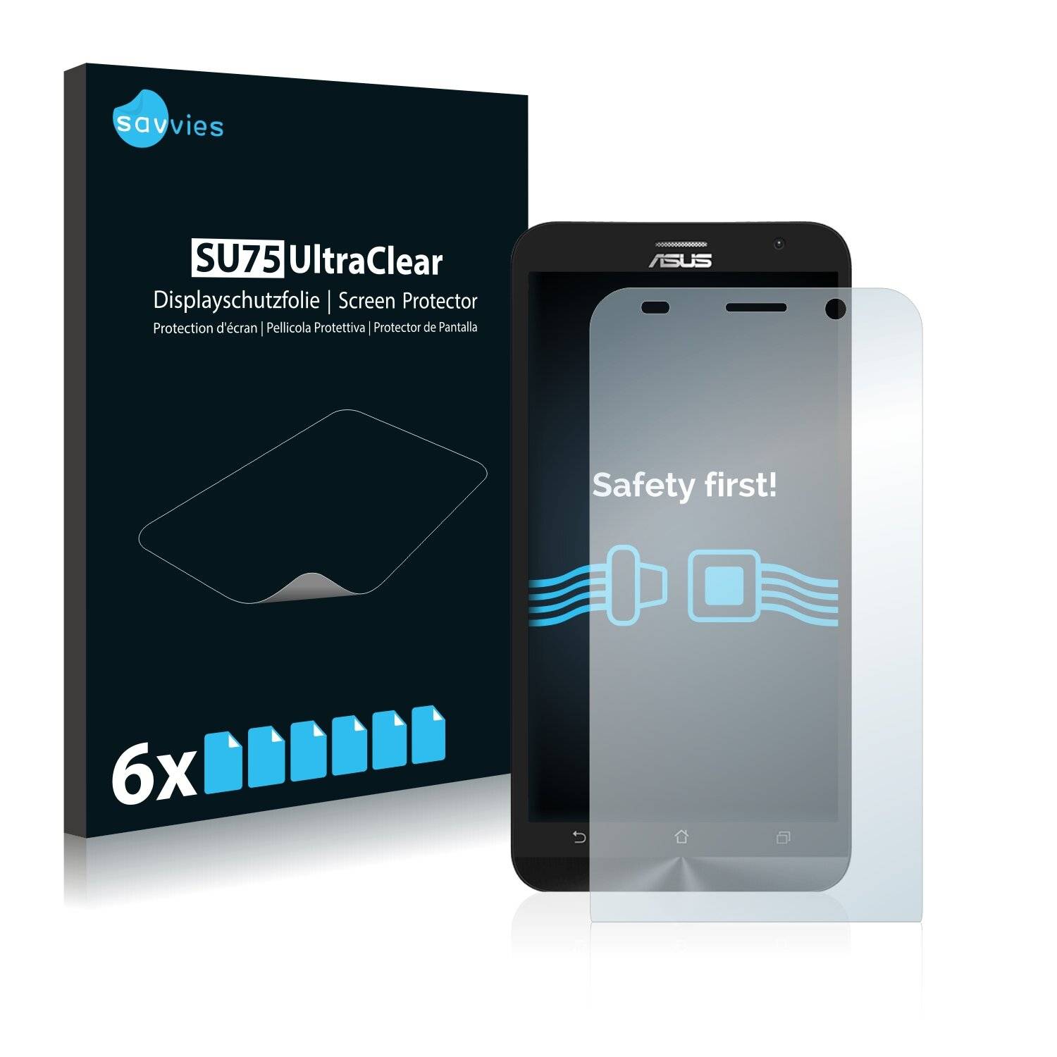 6x Savvies SU75 Displayschutzfolie für Asus ZenFone 2