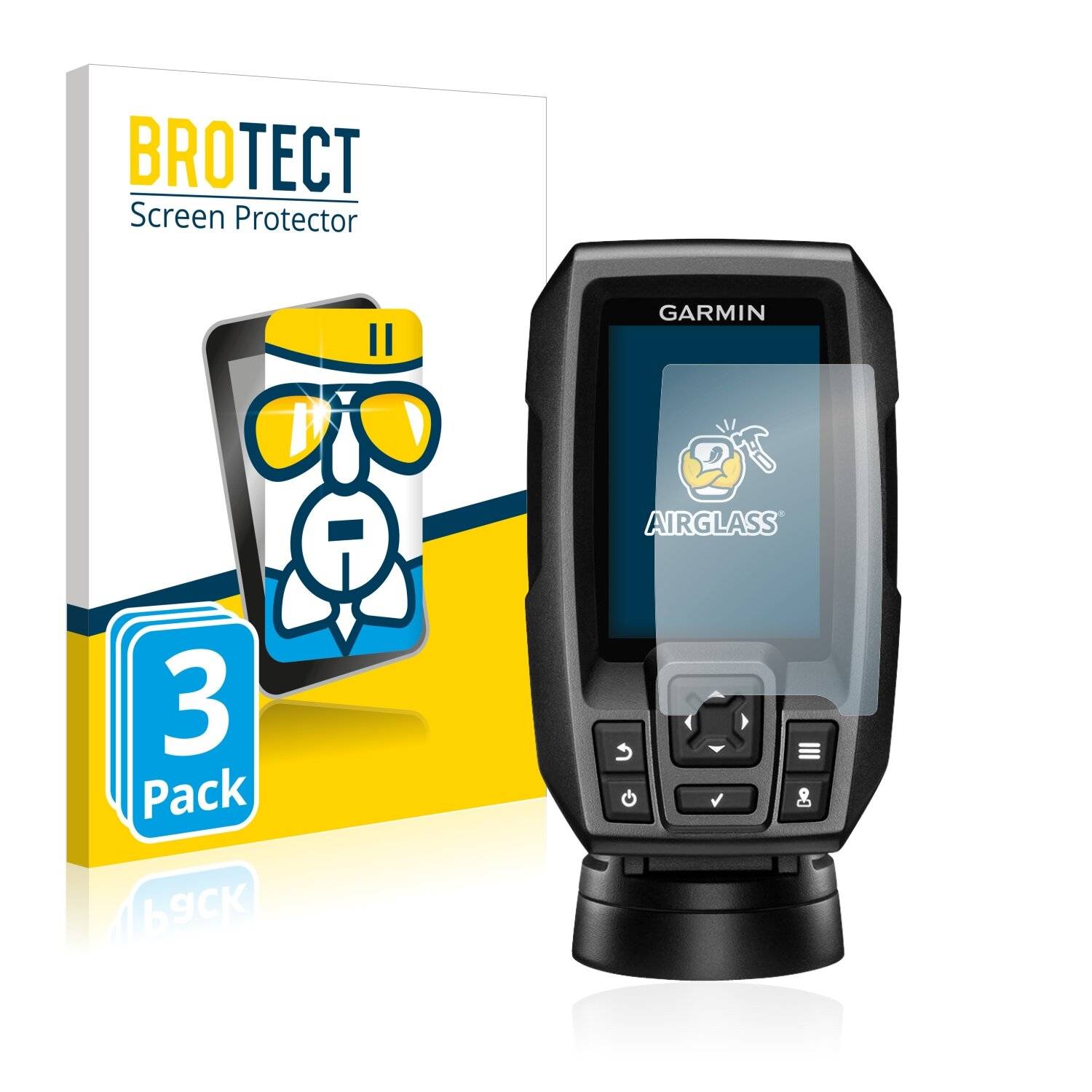3x BROTECT AirGlass Schutzglas Folie für Garmin Striker