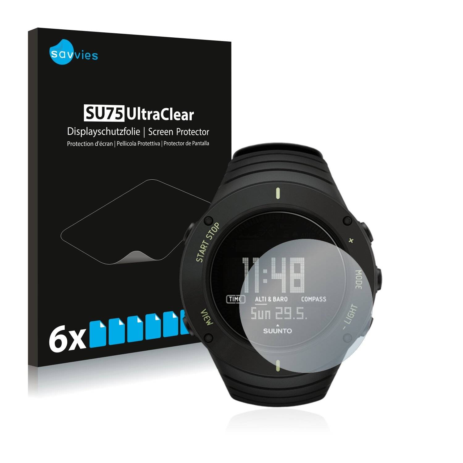 6x Savvies SU75 Displayschutzfolie für Suunto Core Ultimate