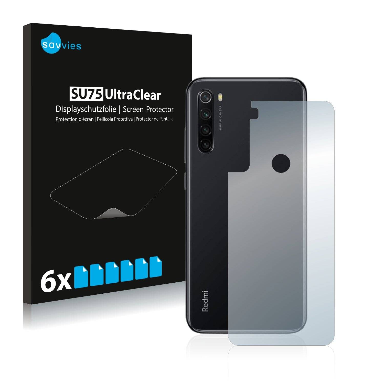 6x Savvies SU75 Displayschutzfolie für Xiaomi Redmi Note 8 2019