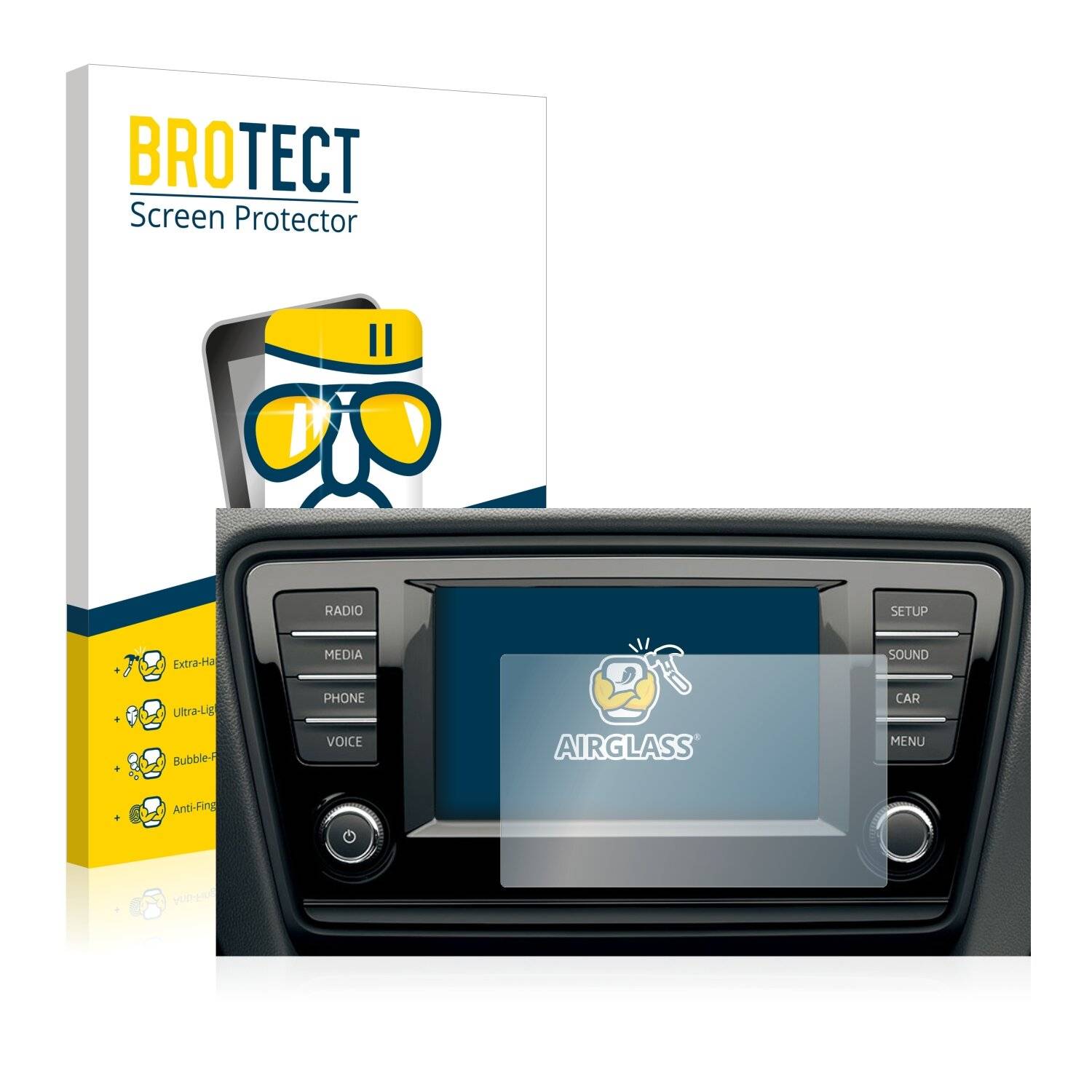 BROTECT AirGlass Schutzglas Folie für Skoda Bolero 2015 Infotainment