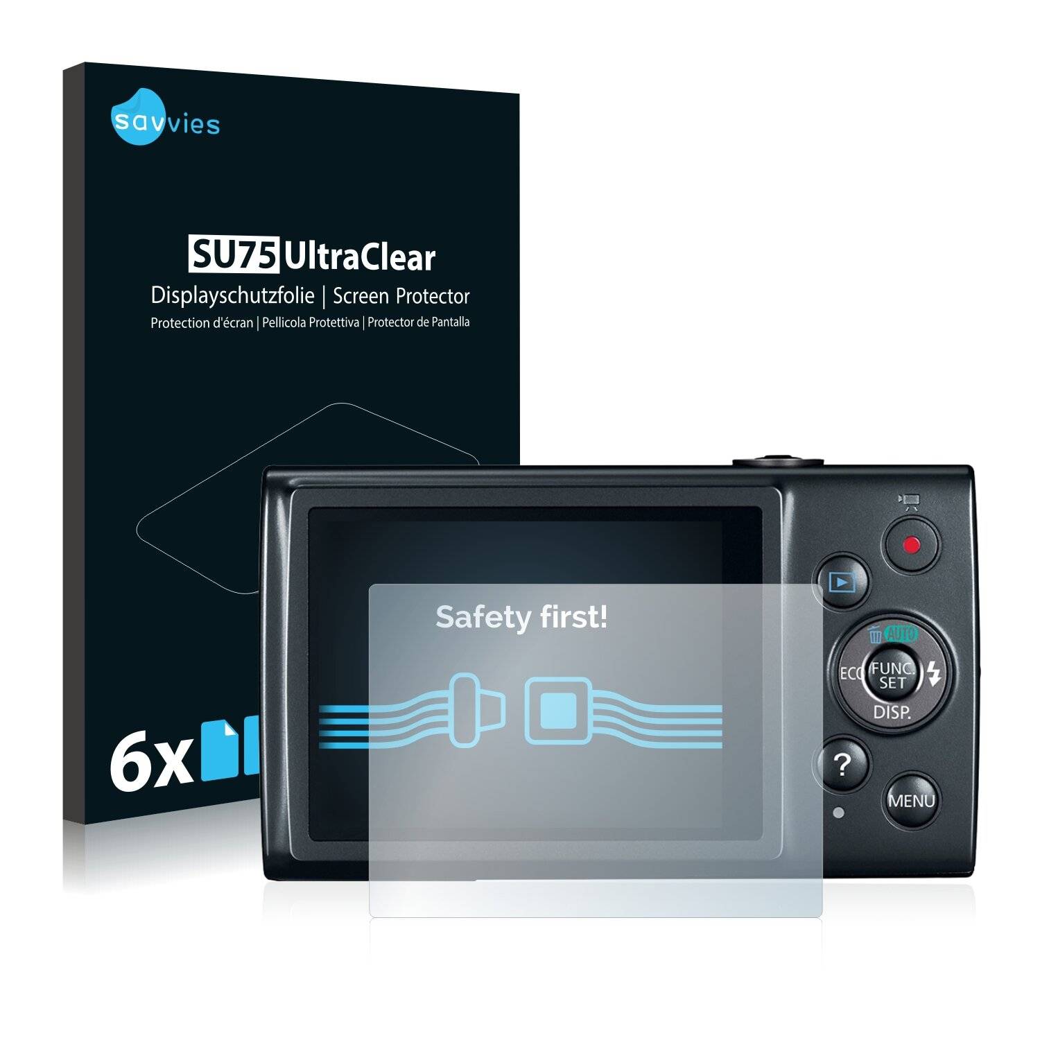 6x Savvies SU75 Displayschutzfolie für Canon IXUS