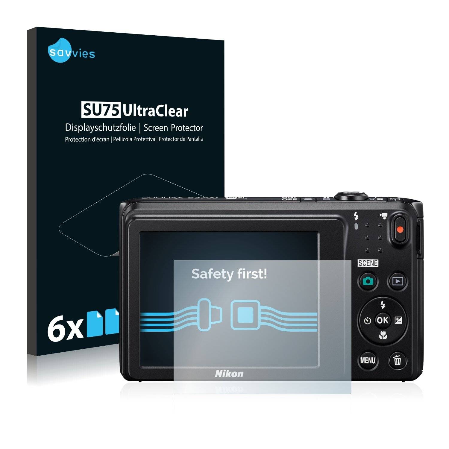 6x Savvies SU75 Displayschutzfolie für Nikon Coolpix