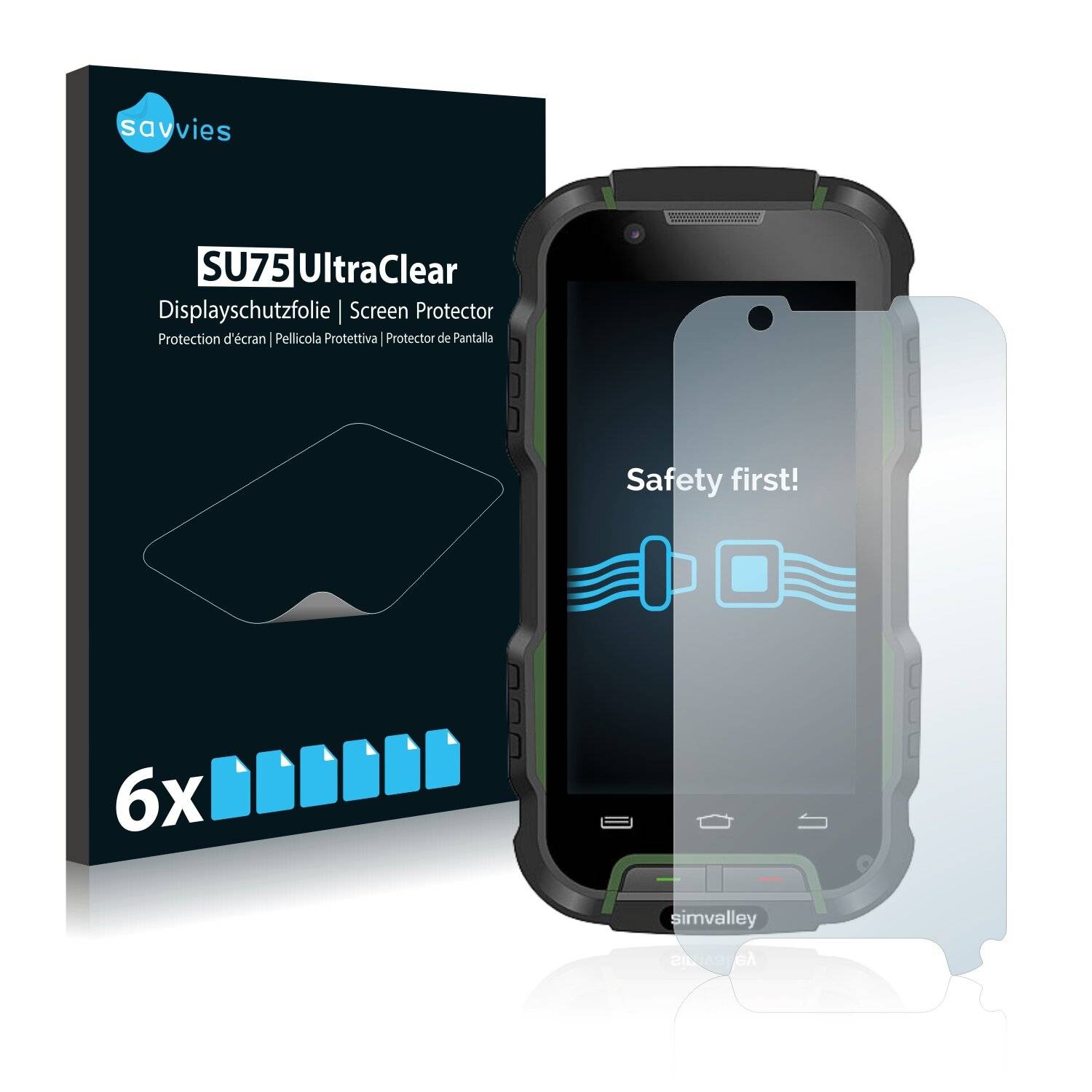 6x Savvies SU75 Displayschutzfolie für Simvalley Mobile