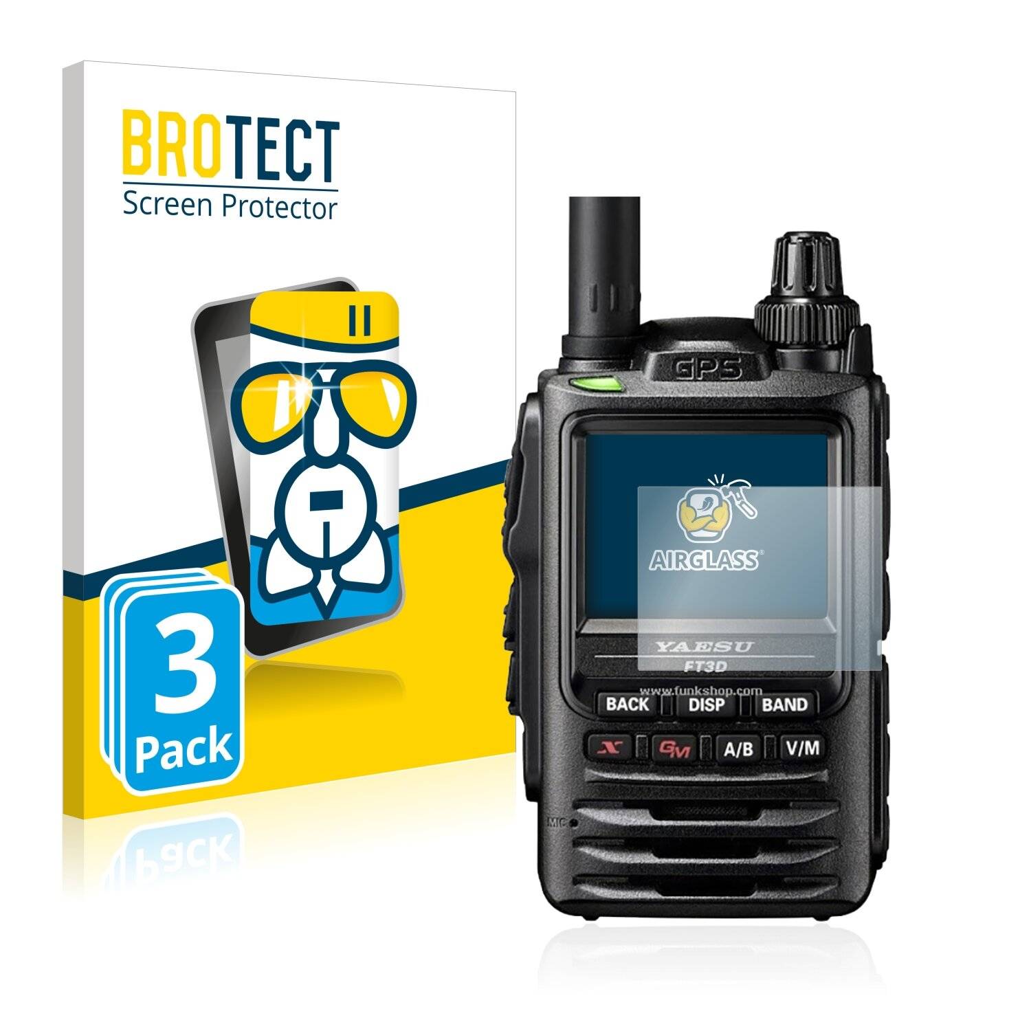 3x BROTECT AirGlass Schutzglas Folie für Yaesu