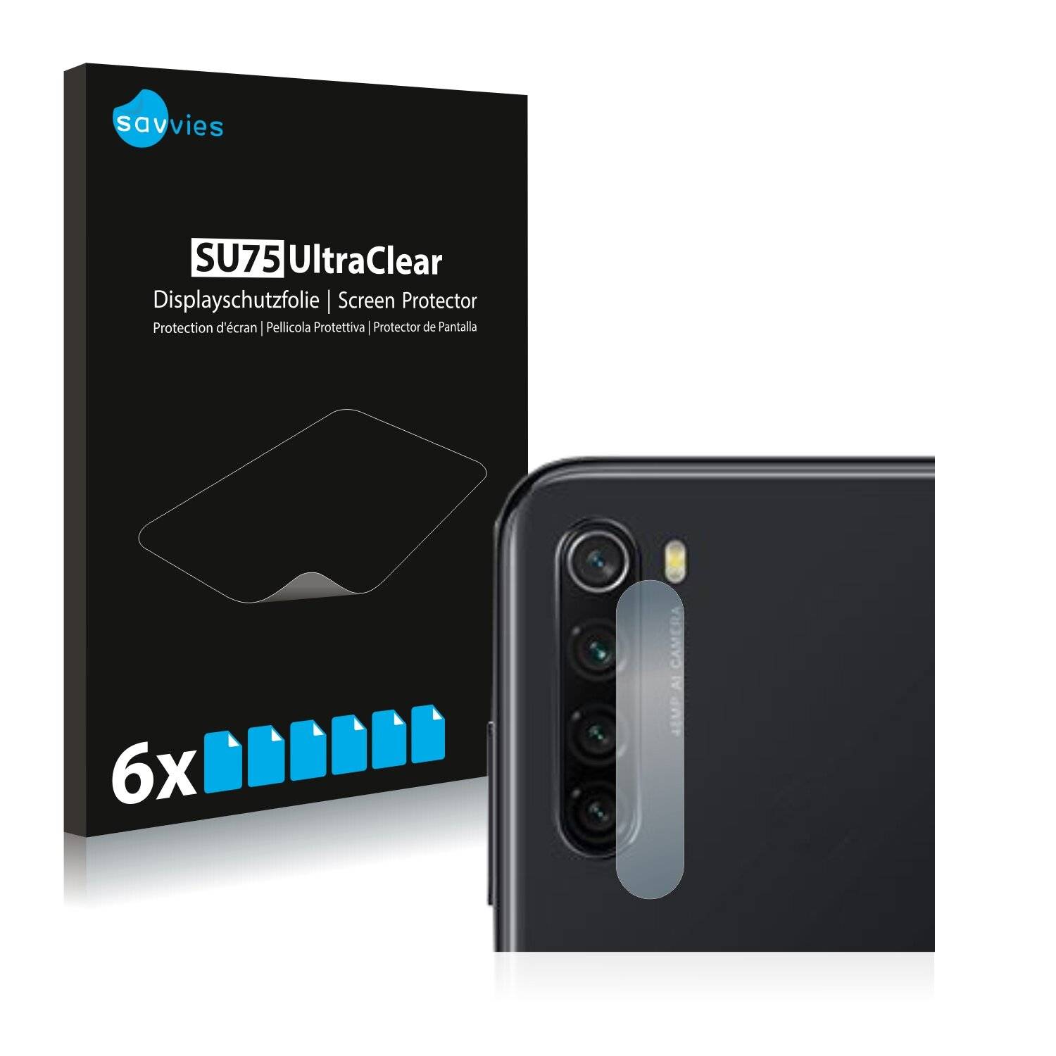 6x Savvies SU75 Displayschutzfolie für Xiaomi Redmi Note 8 2019 (NUR