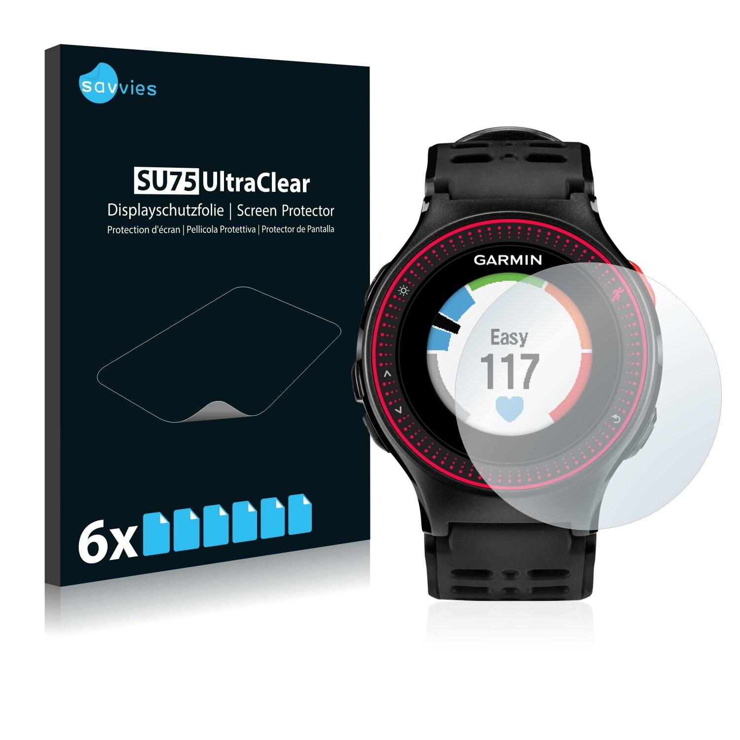 6x Savvies SU75 Displayschutzfolie für Garmin Forerunner