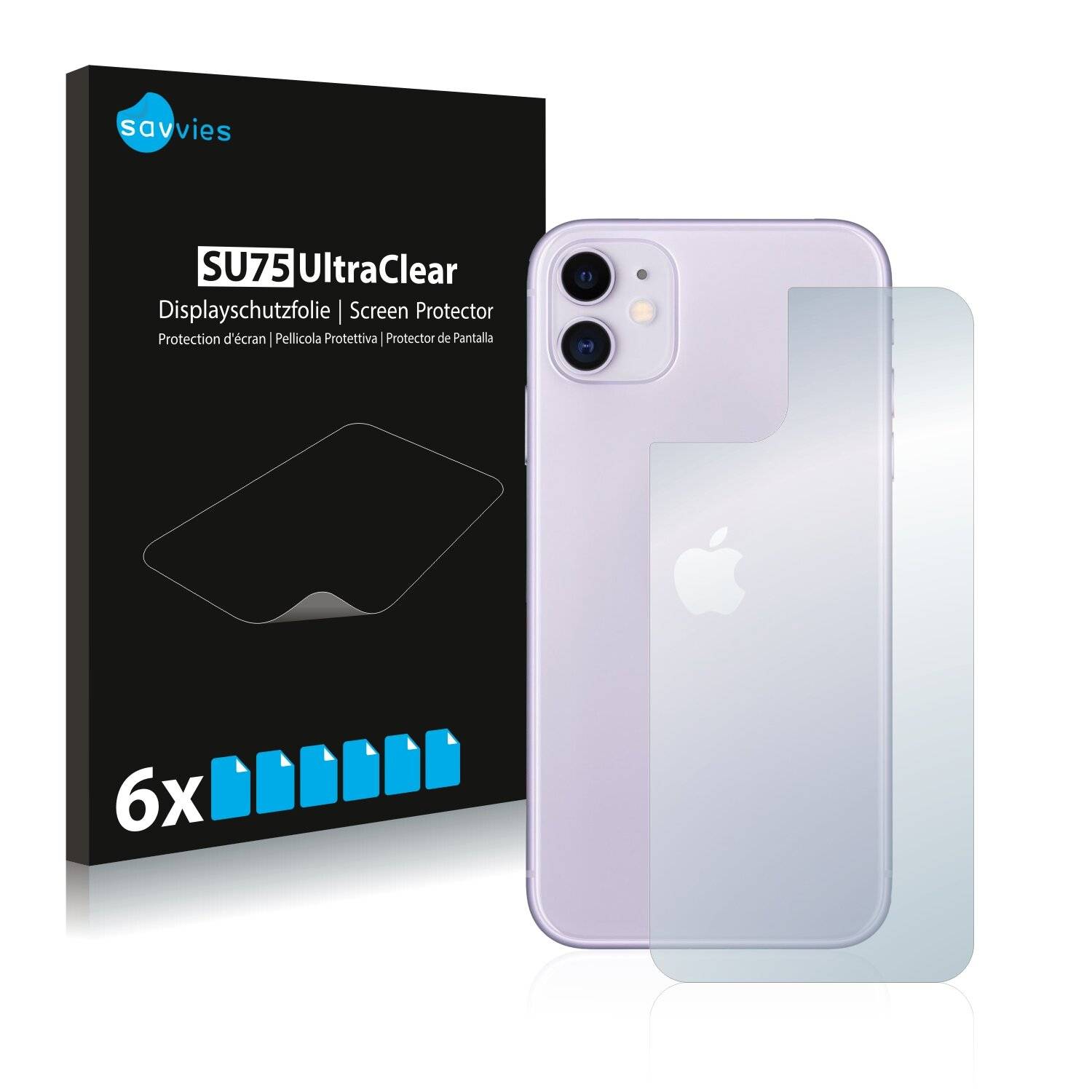 6x Savvies SU75 Displayschutzfolie für Apple iPhone 11