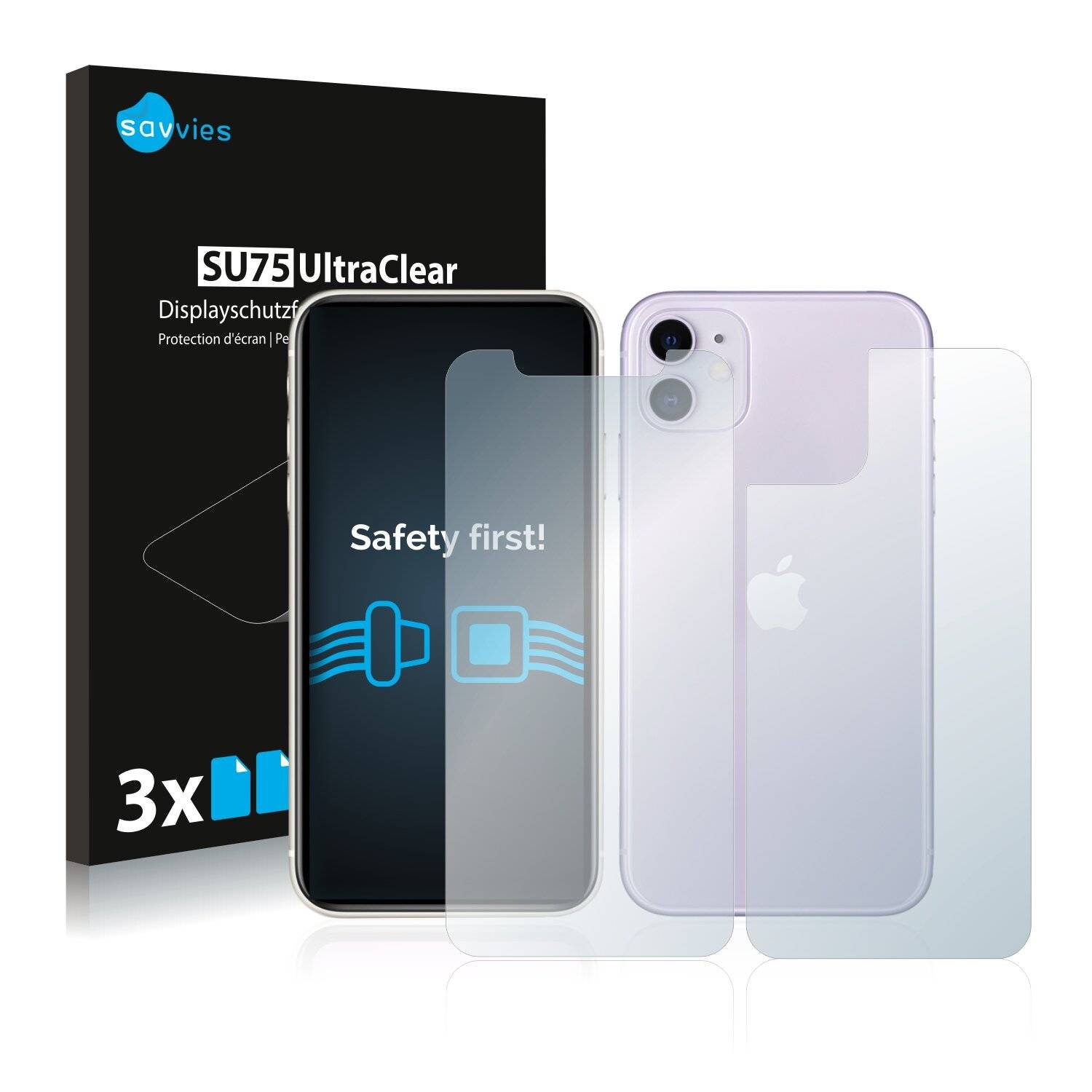 6x Savvies SU75 Displayschutzfolie für Apple iPhone 11 (Vorder +