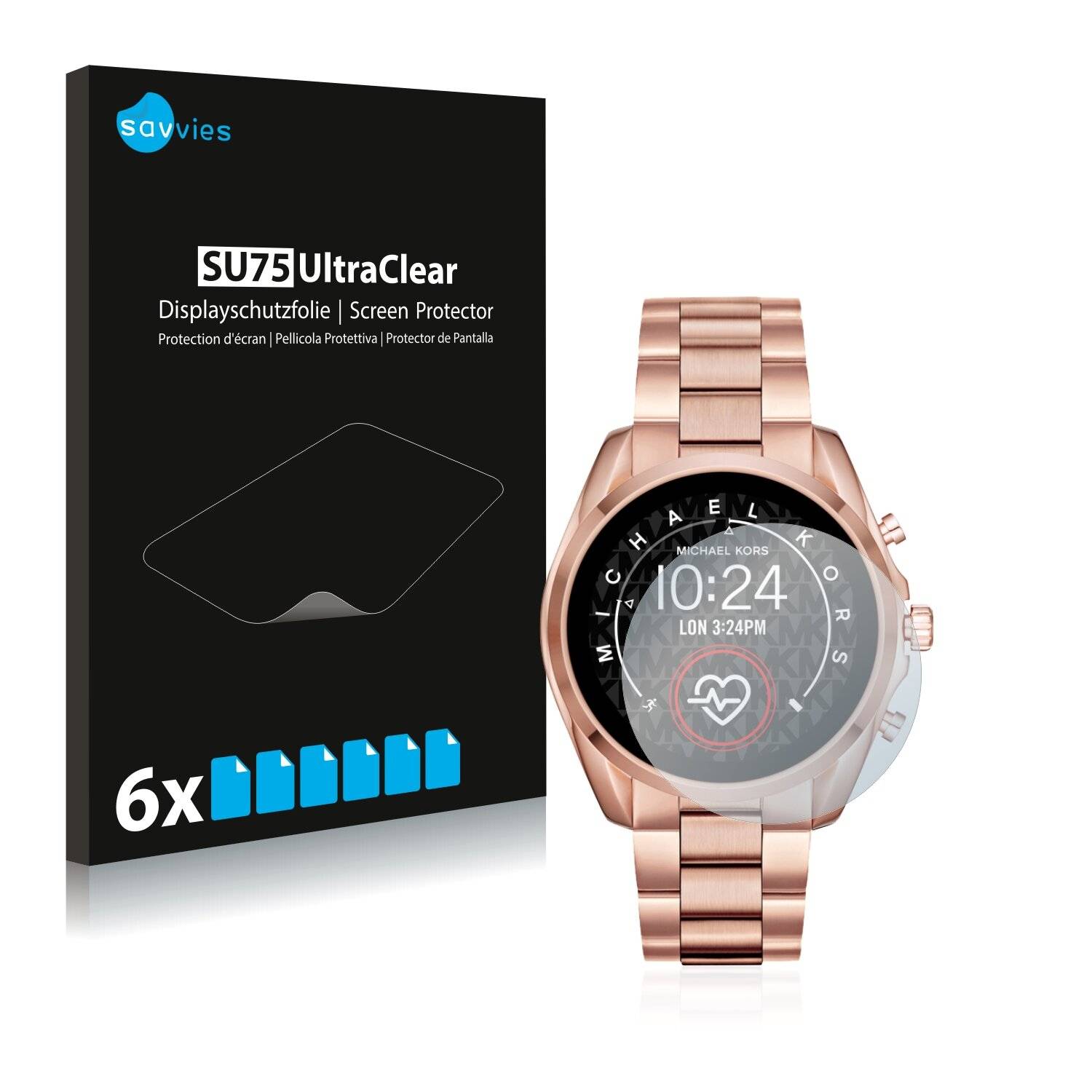 6x Savvies SU75 Displayschutzfolie für Michael Kors Access Bradshaw