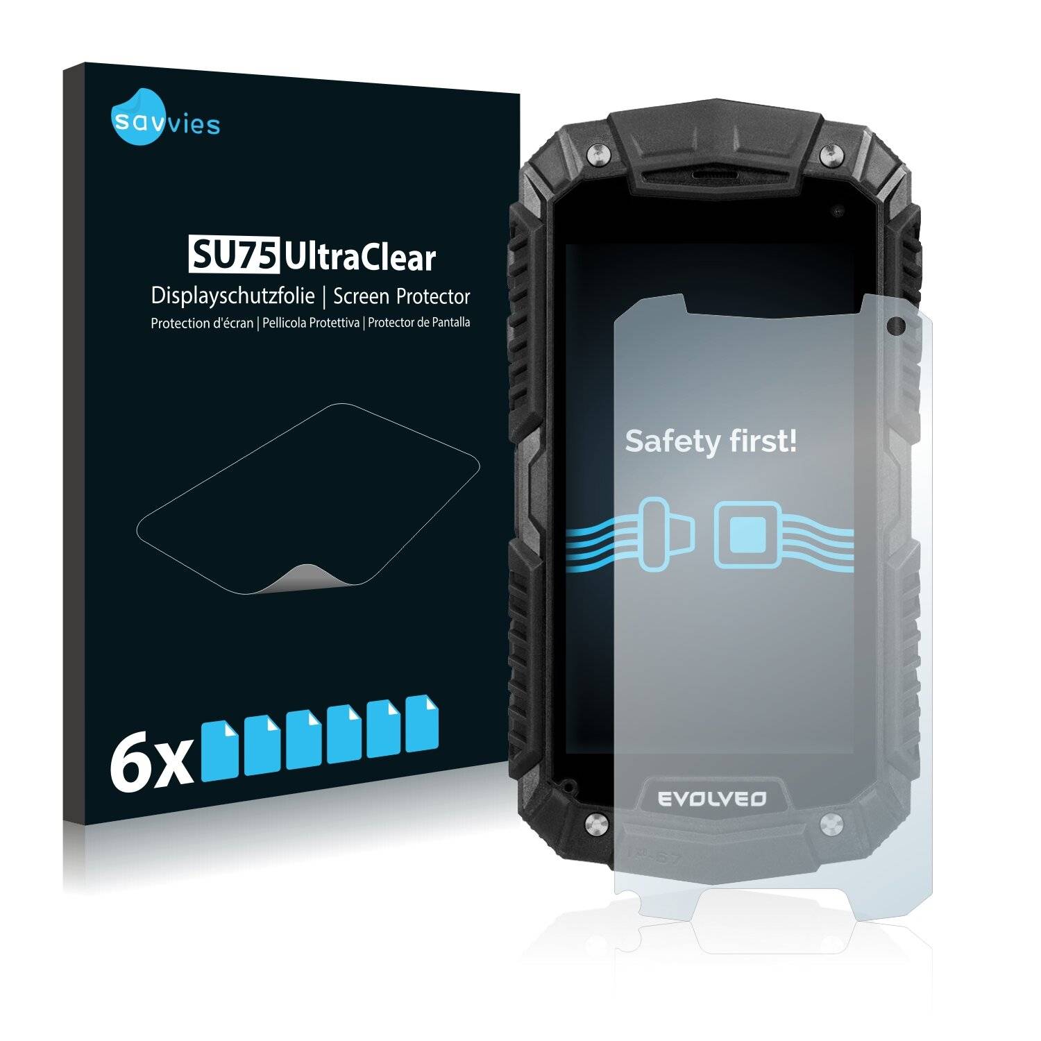 6x Savvies SU75 Displayschutzfolie für Evolveo Strongphone D2