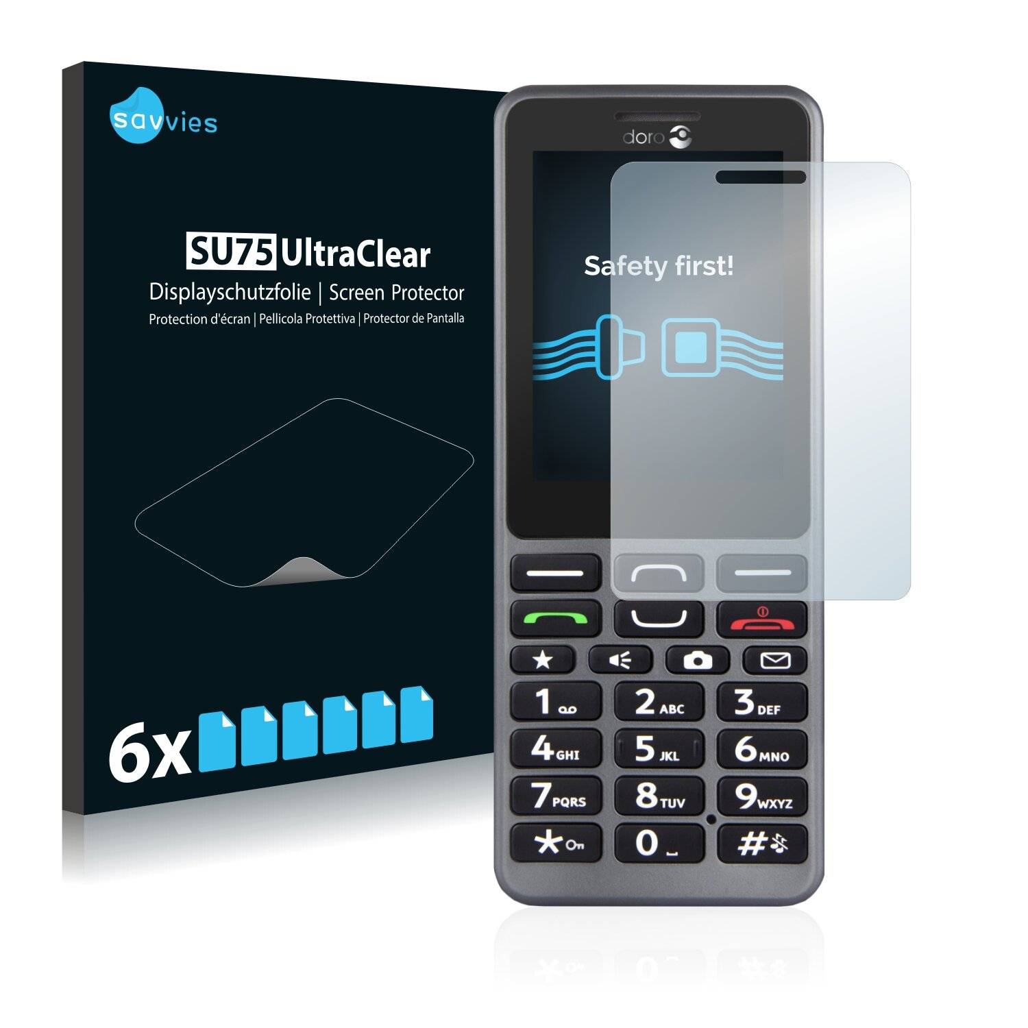 6x Savvies SU75 Displayschutzfolie für Doro PhoneEasy