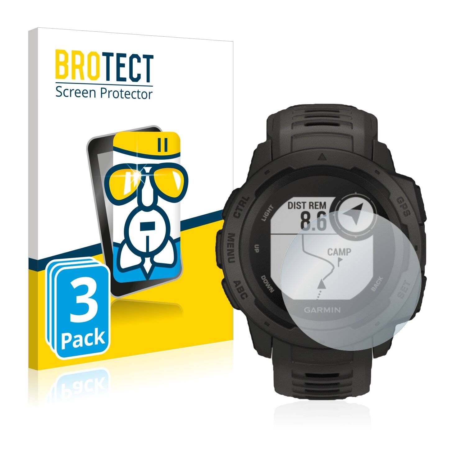 3x BROTECT AirGlass Schutzglas Folie für Garmin Instinct Tactical
