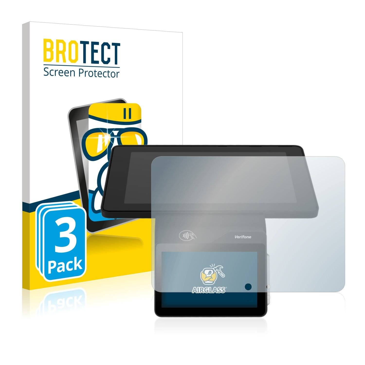 3x BROTECT AirGlass Schutzglas Folie für Verifone Carbon
