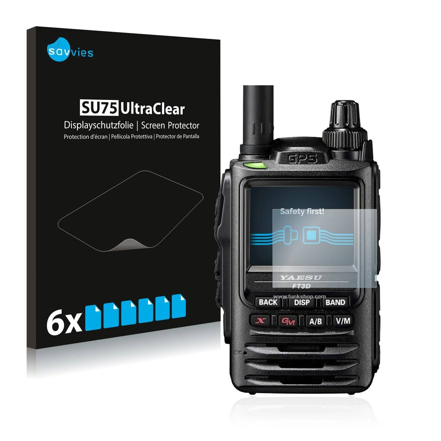 6x Savvies SU75 Displayschutzfolie für Yaesu