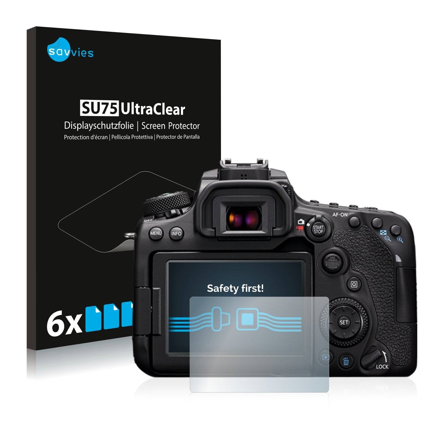 6x Savvies SU75 Displayschutzfolie für Canon EOS