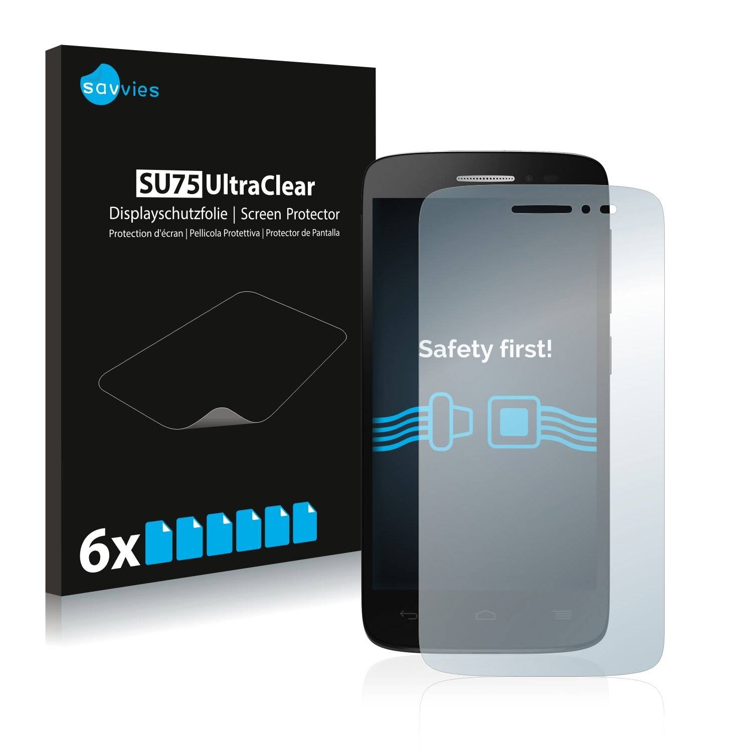 6x Savvies SU75 Displayschutzfolie für Alcatel One Touch Pop 2