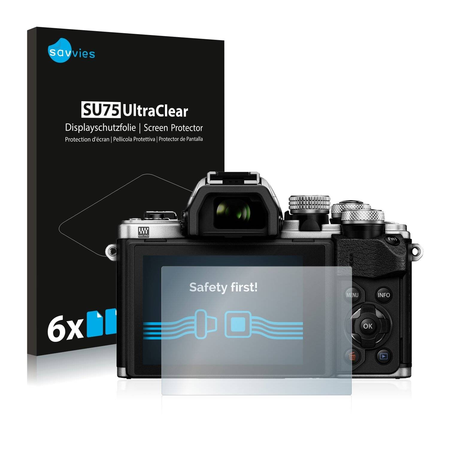 6x Savvies SU75 Displayschutzfolie für Olympus OM-D E-M10 Mark