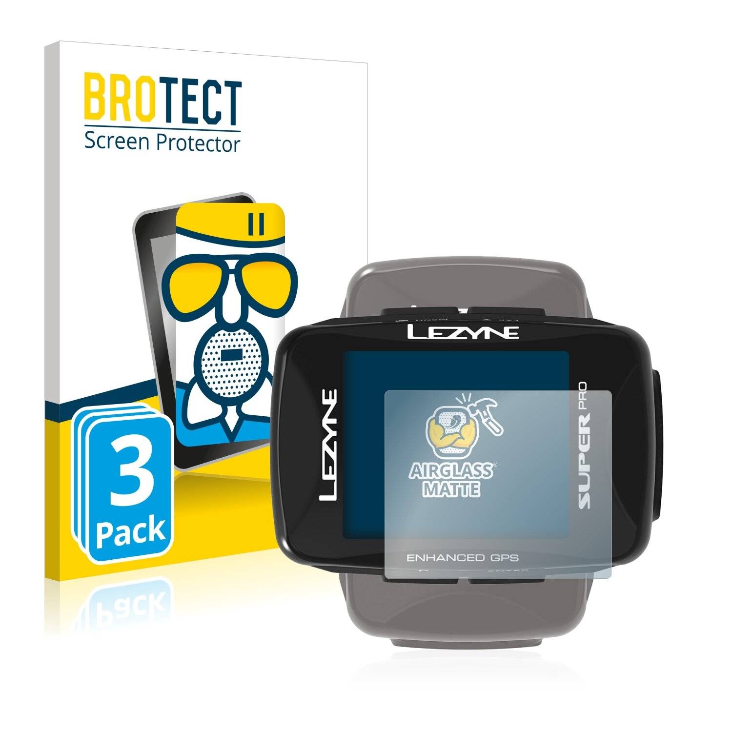 3x BROTECT AirGlass Matte Schutzglas Folie für Lezyne Super Pro