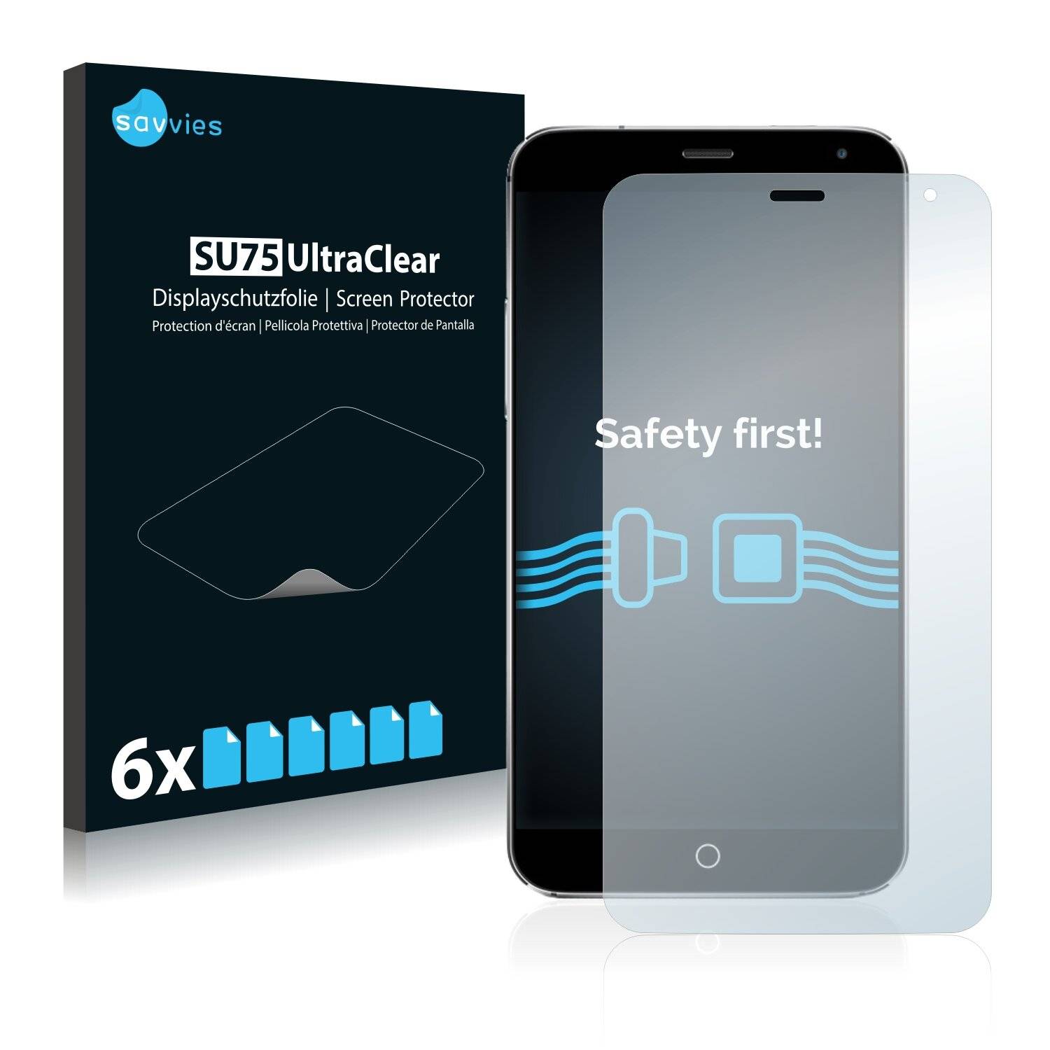 6x Savvies SU75 Displayschutzfolie für Meizu MX4 Ubuntu
