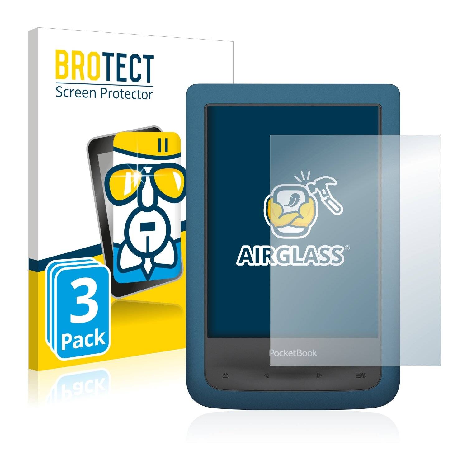 3x BROTECT AirGlass Schutzglas Folie für Pocketbook Auqa