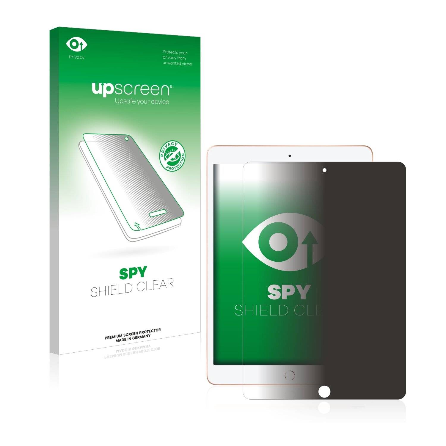 upscreen Spy Shield Clear Premium Blickschutzfolie für Apple iPad 10.2 WiFi 2019 (7.
