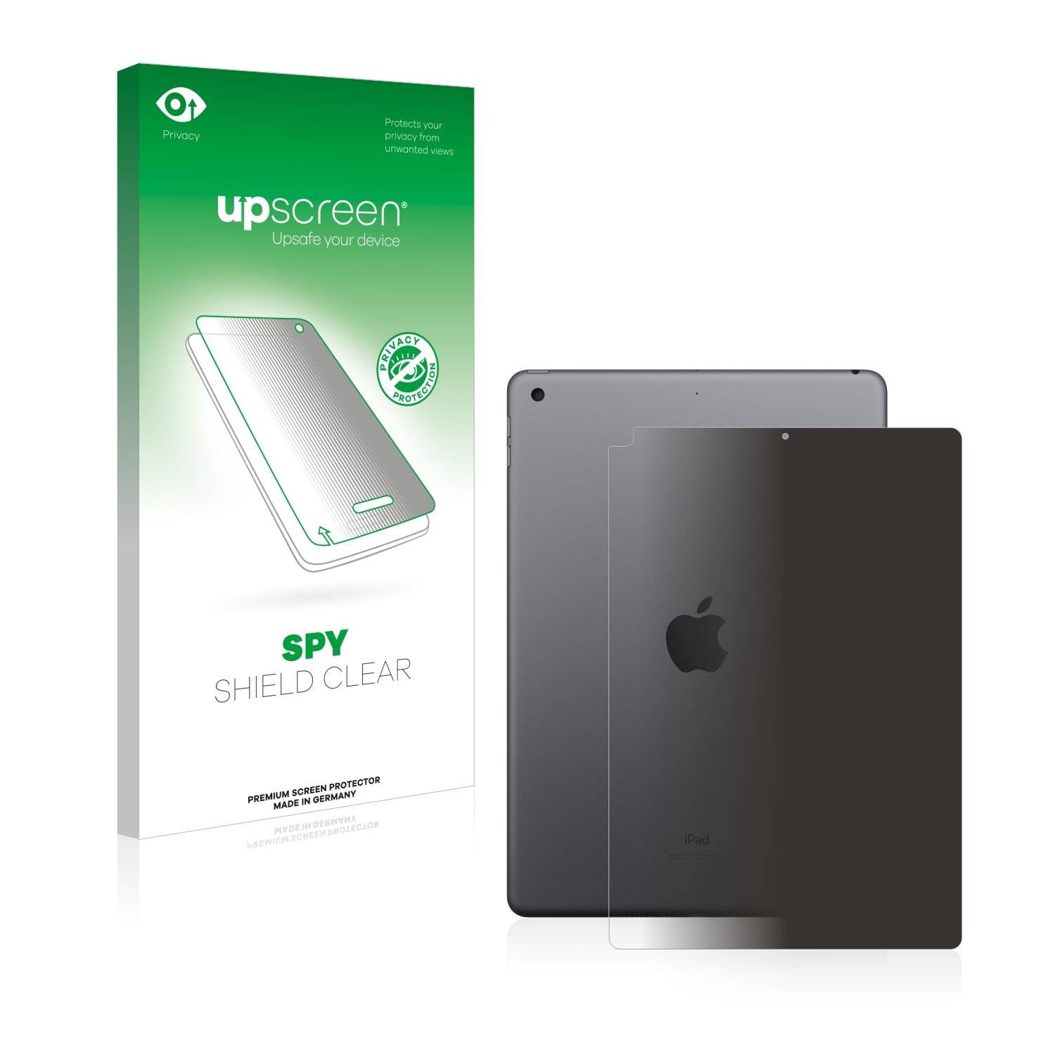 upscreen Spy Shield Clear Premium Blickschutzfolie für Apple iPad 10.2 WiFi 2019 (Rückseite,