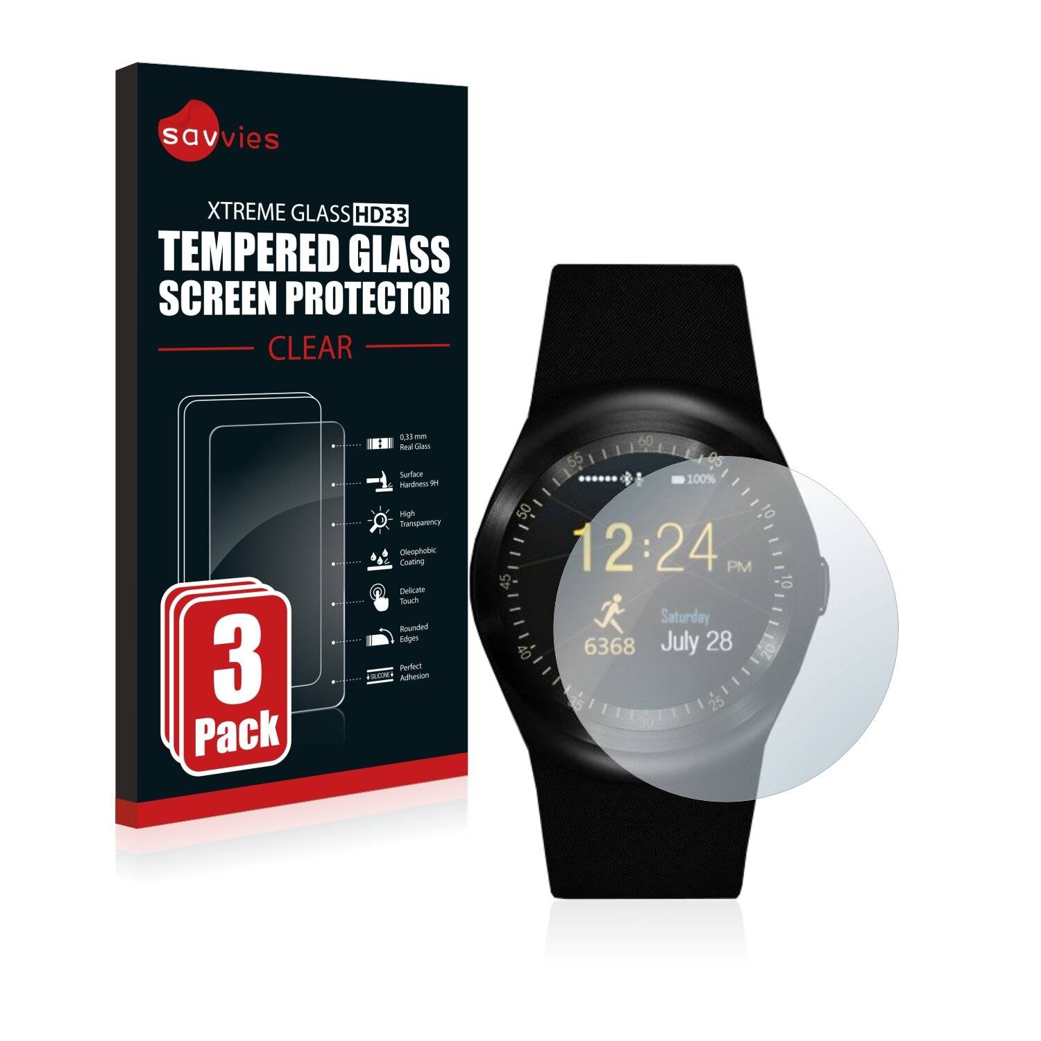3x Savvies HD33 Clear Schutzglas für Technaxx TG