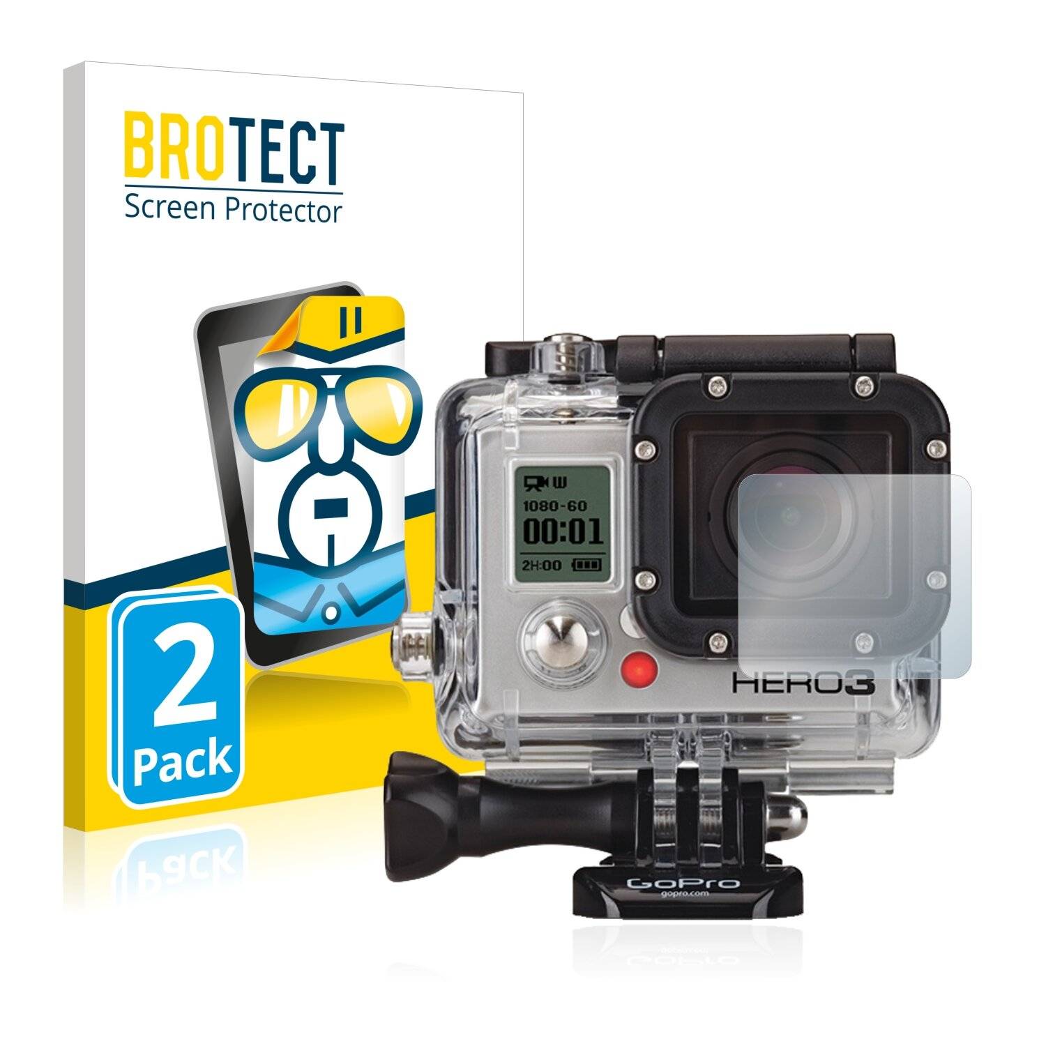 2x BROTECT HD-Clear Displayschutzfolie für GoPro Hero3 White Linse