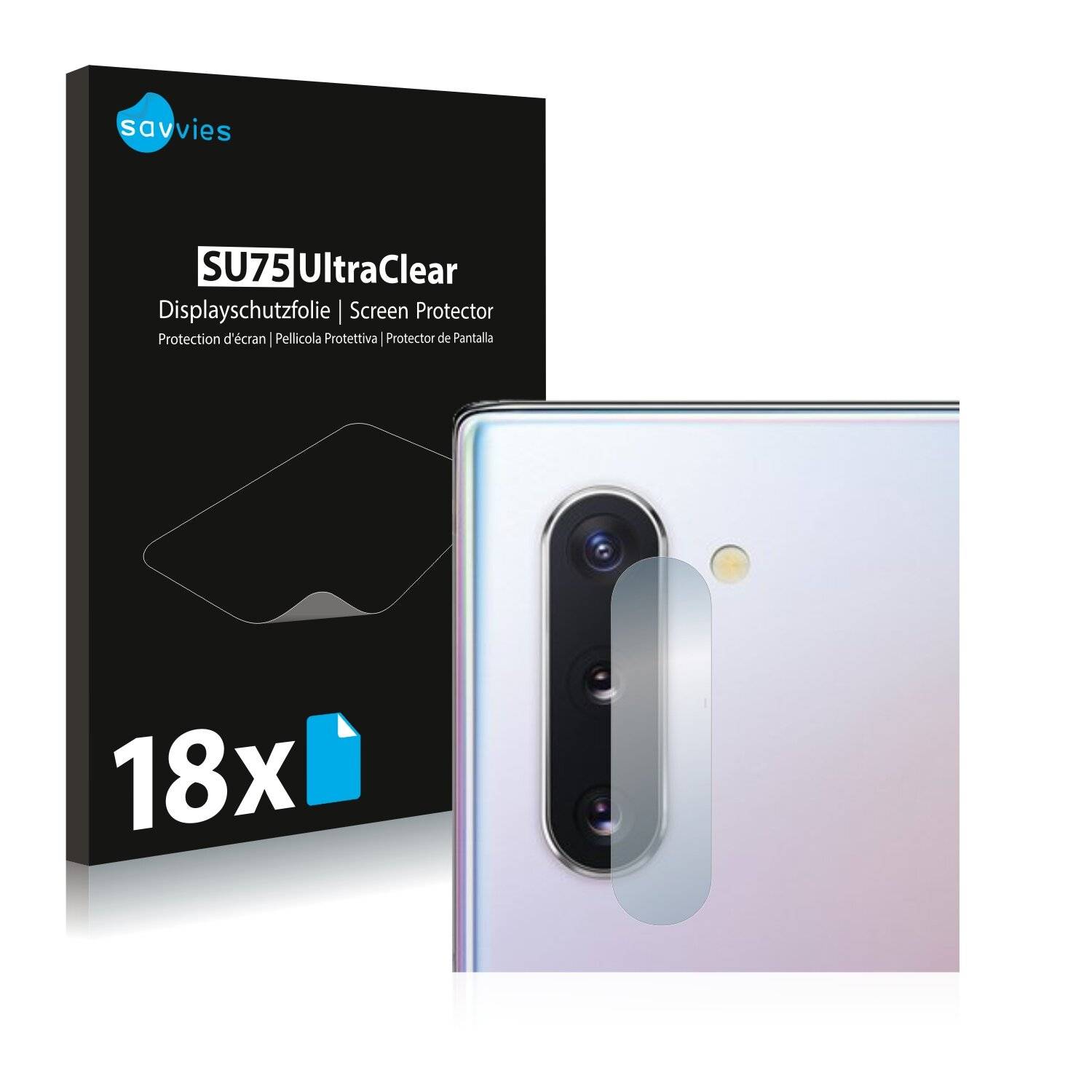 18x Savvies SU75 Displayschutzfolie für Samsung Galaxy Note 10 (NUR