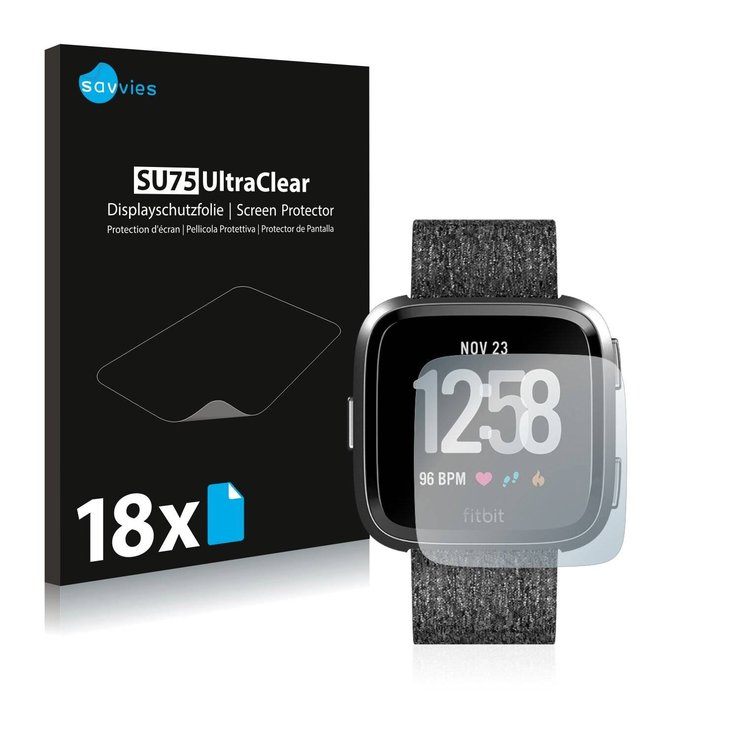 18x Savvies SU75 Displayschutzfolie für Fitbit Versa Special