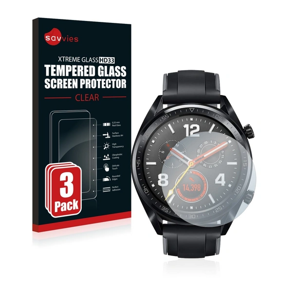 3x Savvies HD33 Clear Schutzglas für Huawei Watch GT 2 (46 3x Savvies HD33 Clear Schutzglas für Huawei Watch GT 2 (46
