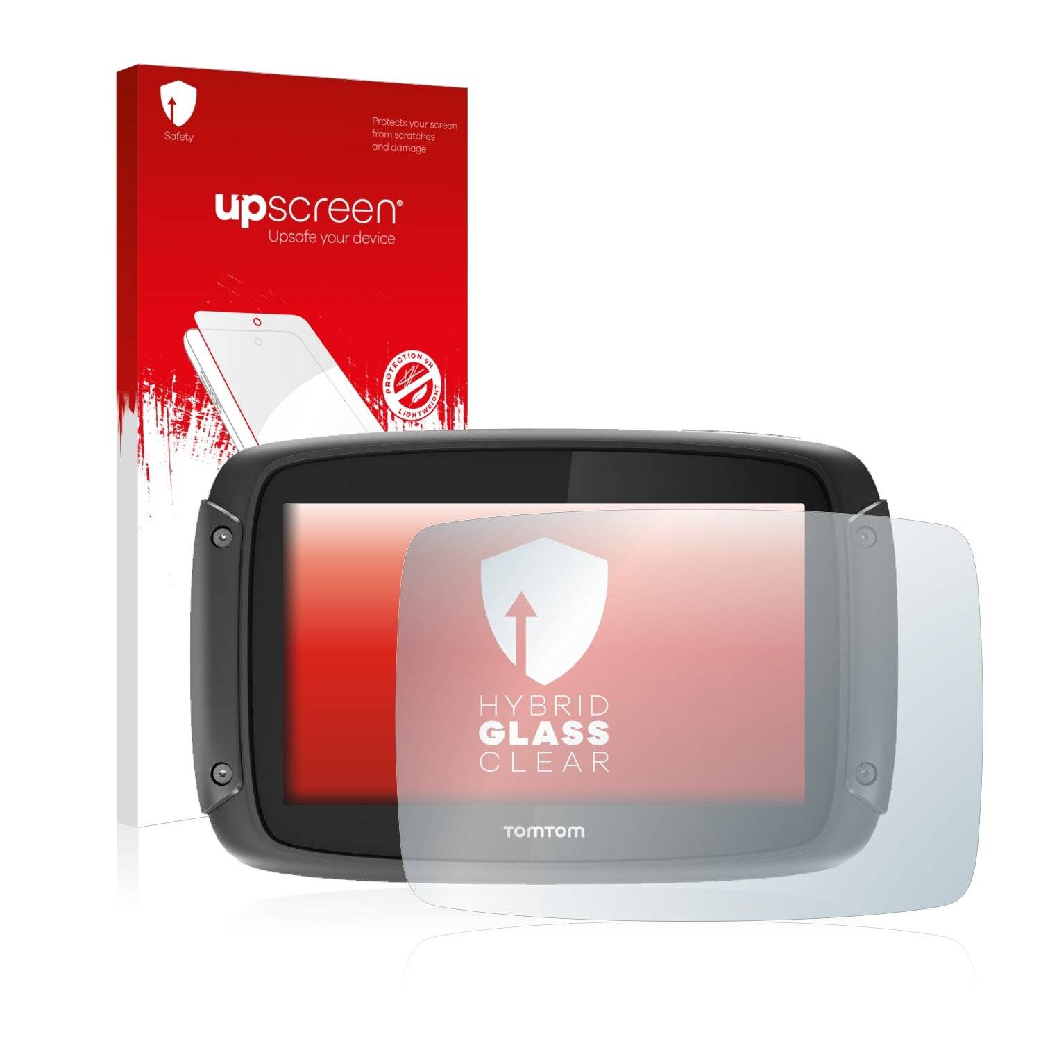 upscreen Hybrid Glass Clear Premium Schutzglas Folie für TomTom Rider
