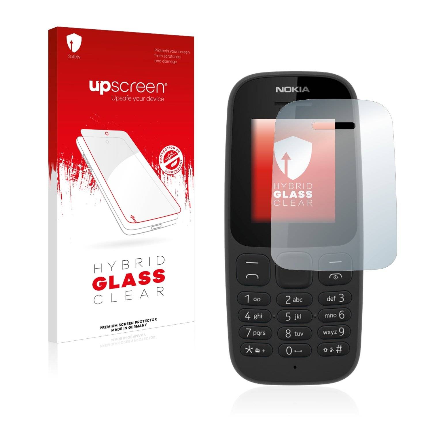 upscreen Hybrid Glass Clear Premium Schutzglas Folie für Nokia 105