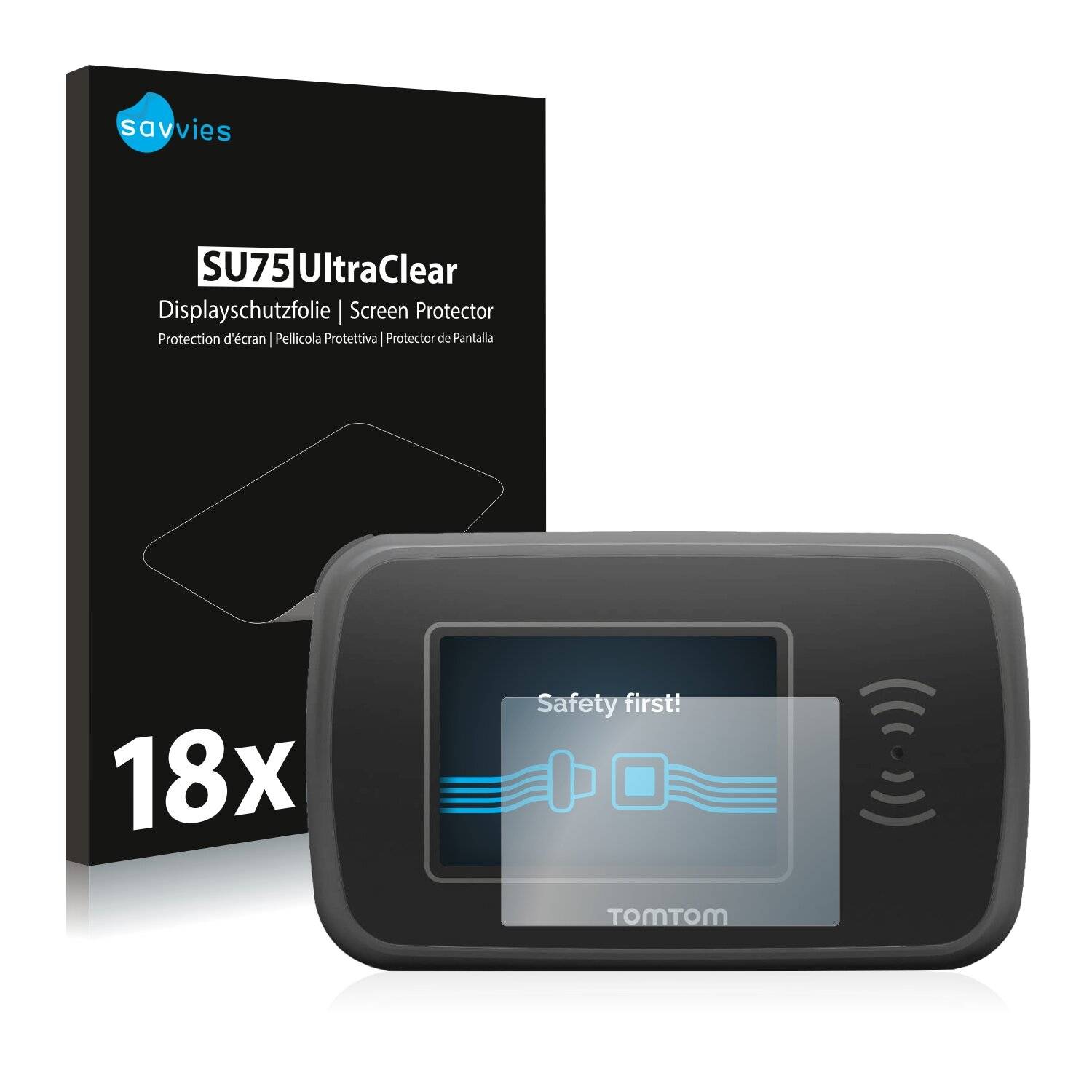 18x Savvies SU75 Displayschutzfolie für TomTom Pro
