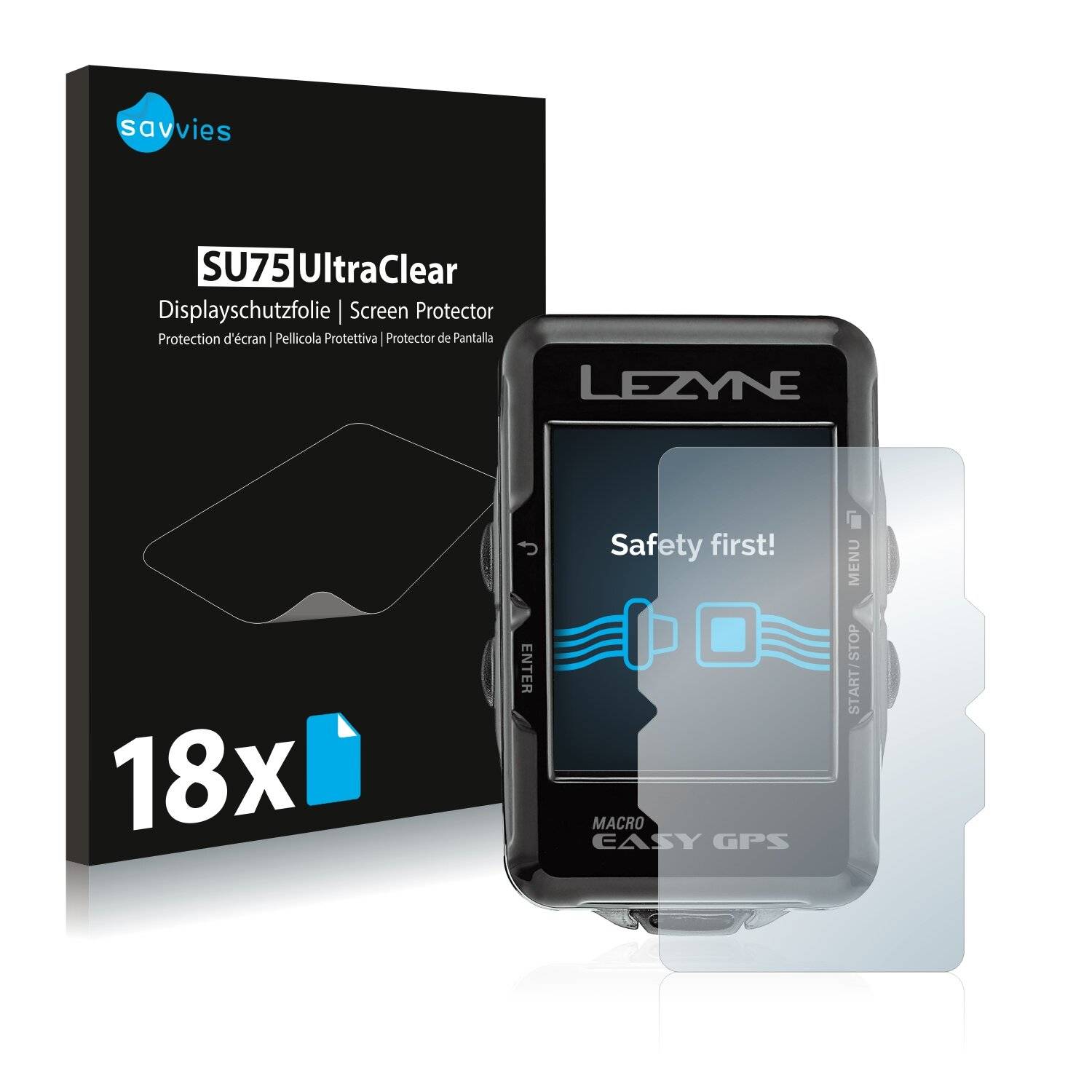 18x Savvies SU75 Displayschutzfolie für Lezyne Macro Easy
