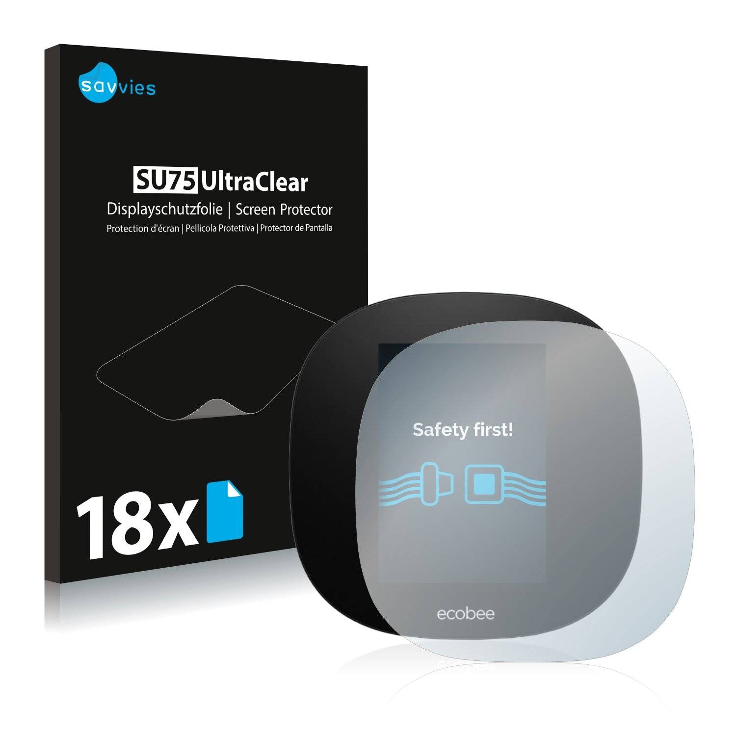 18x Savvies SU75 Displayschutzfolie für ecobee 3