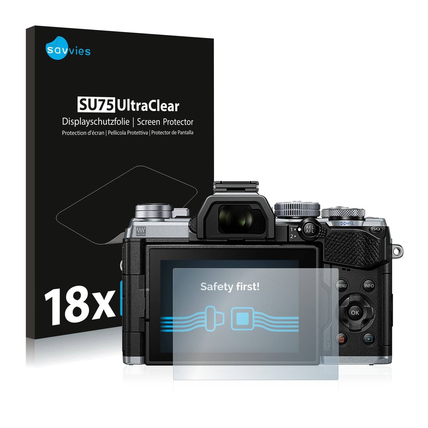 18x Savvies SU75 Displayschutzfolie für Olympus OM-D E-M5 Mark