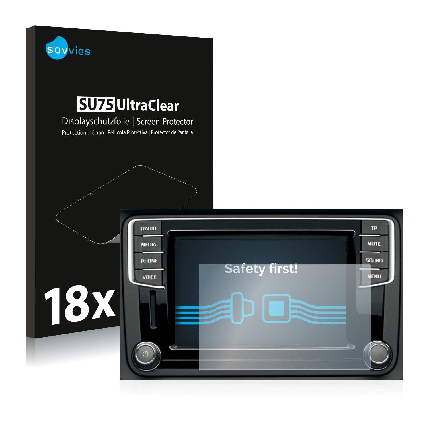 18x Savvies SU75 Displayschutzfolie für Skoda Bolero 2 Infotainment System