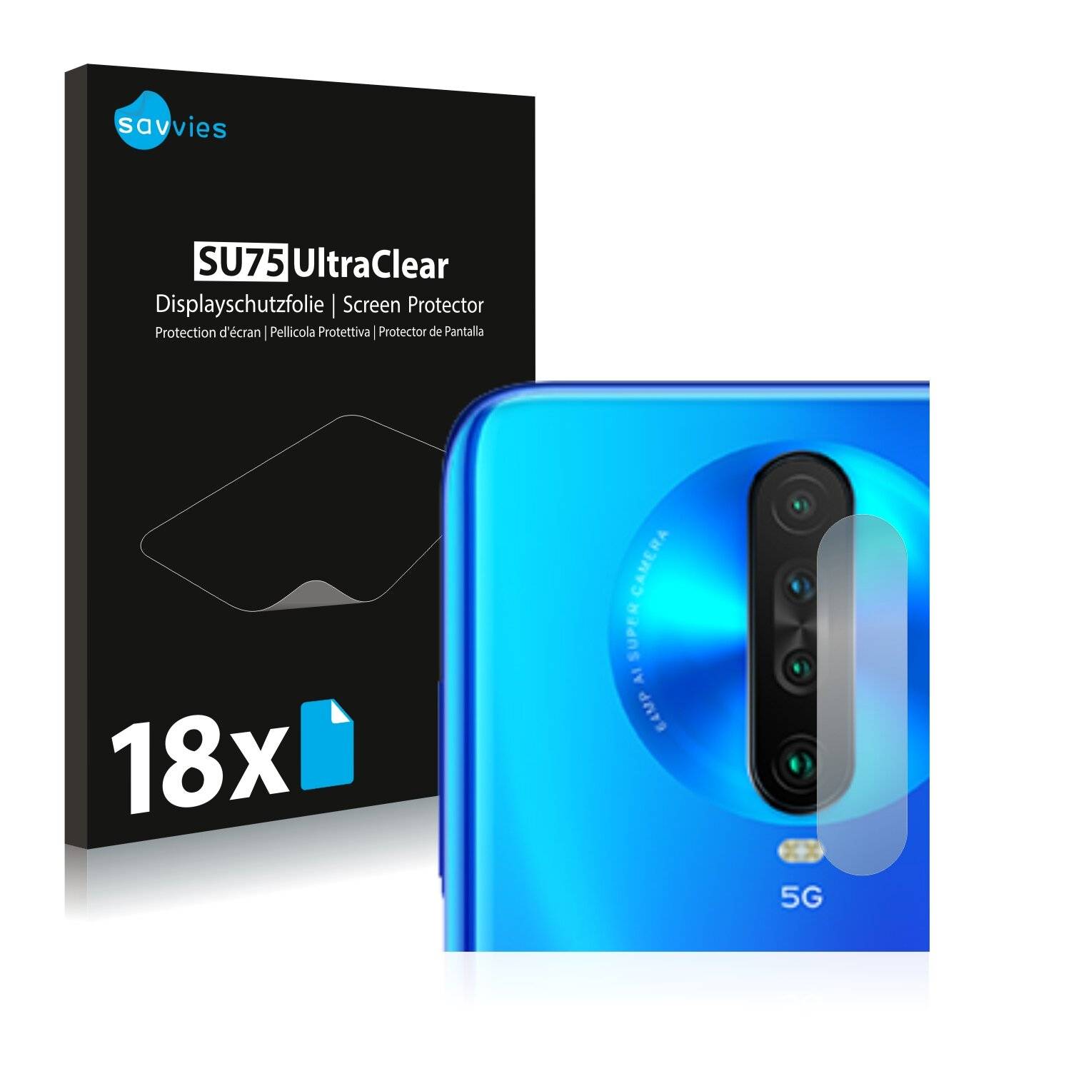 18x Savvies SU75 Displayschutzfolie für Xiaomi Redmi K30 5G (NUR