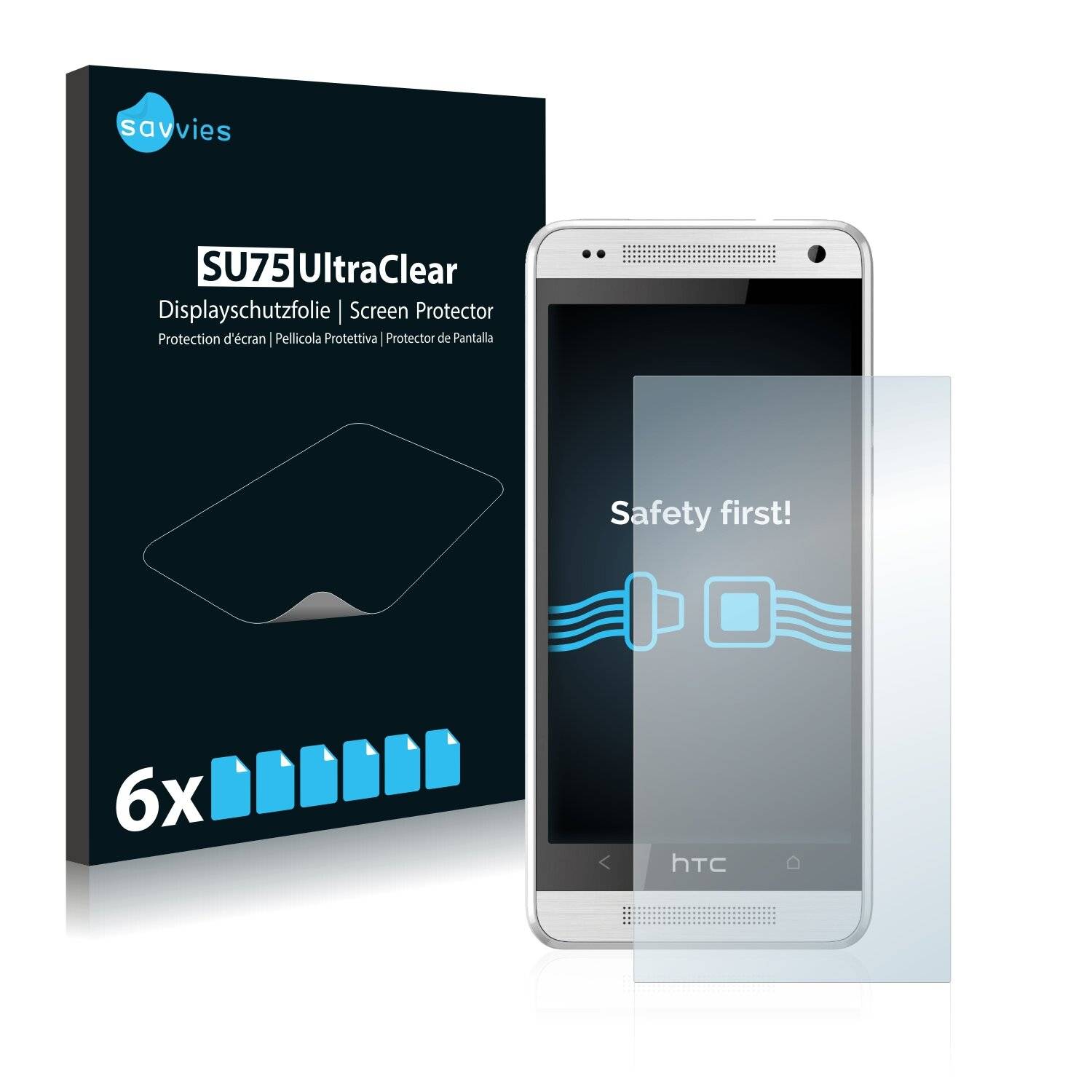 6x Savvies SU75 Displayschutzfolie für HTC One Mini