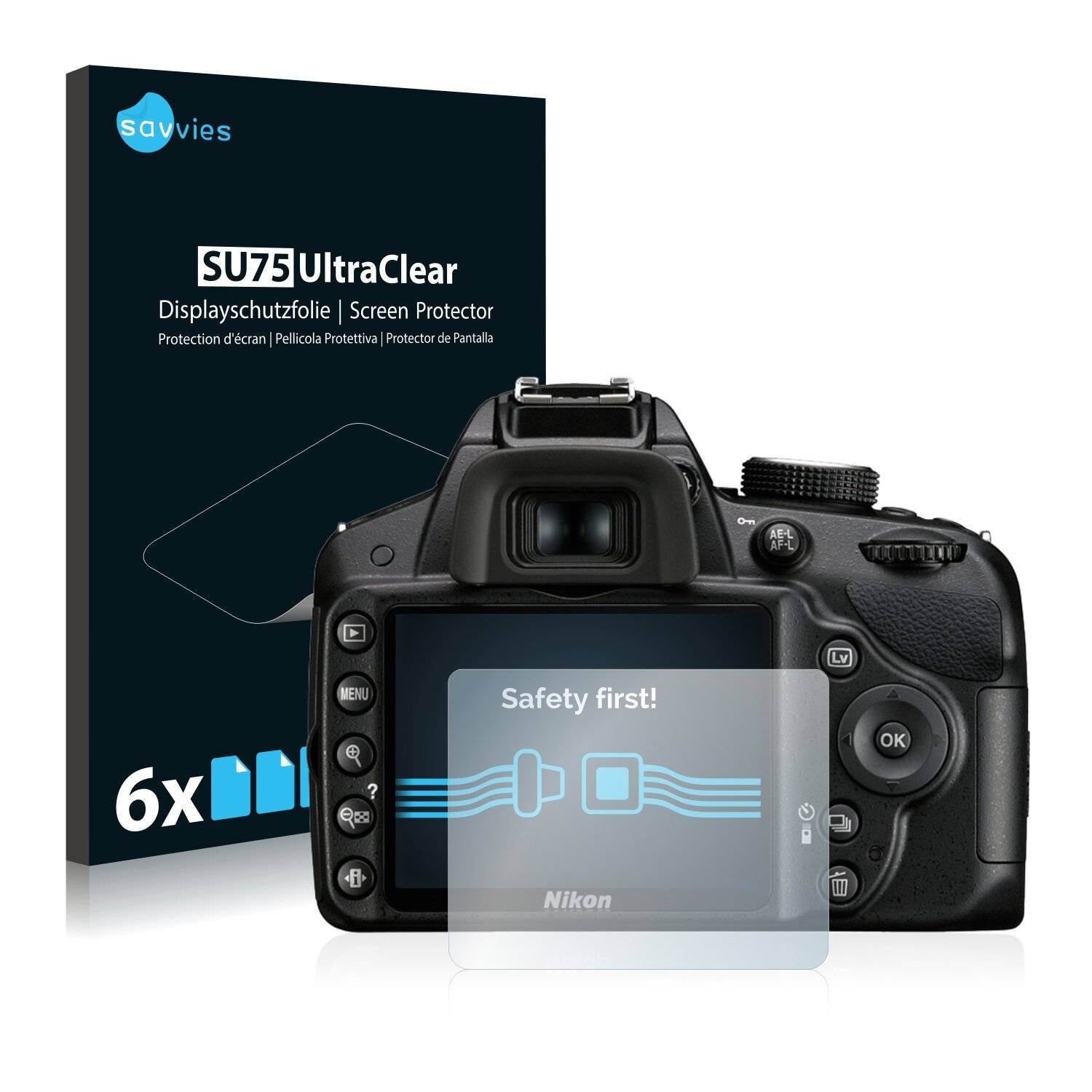 6x Savvies SU75 Displayschutzfolie für Nikon