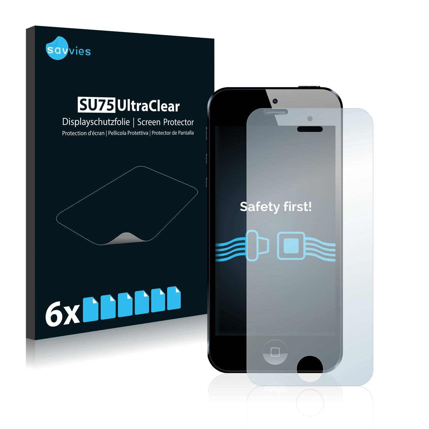 6x Savvies SU75 Displayschutzfolie für Apple iPhone