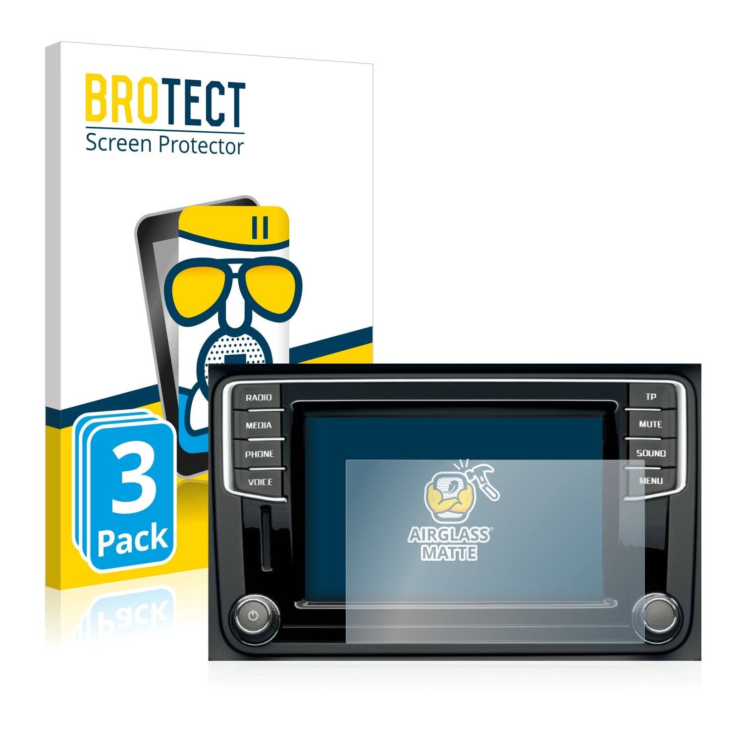 3x BROTECT AirGlass Matte Schutzglas Folie für Skoda Bolero 2 Infotainment System