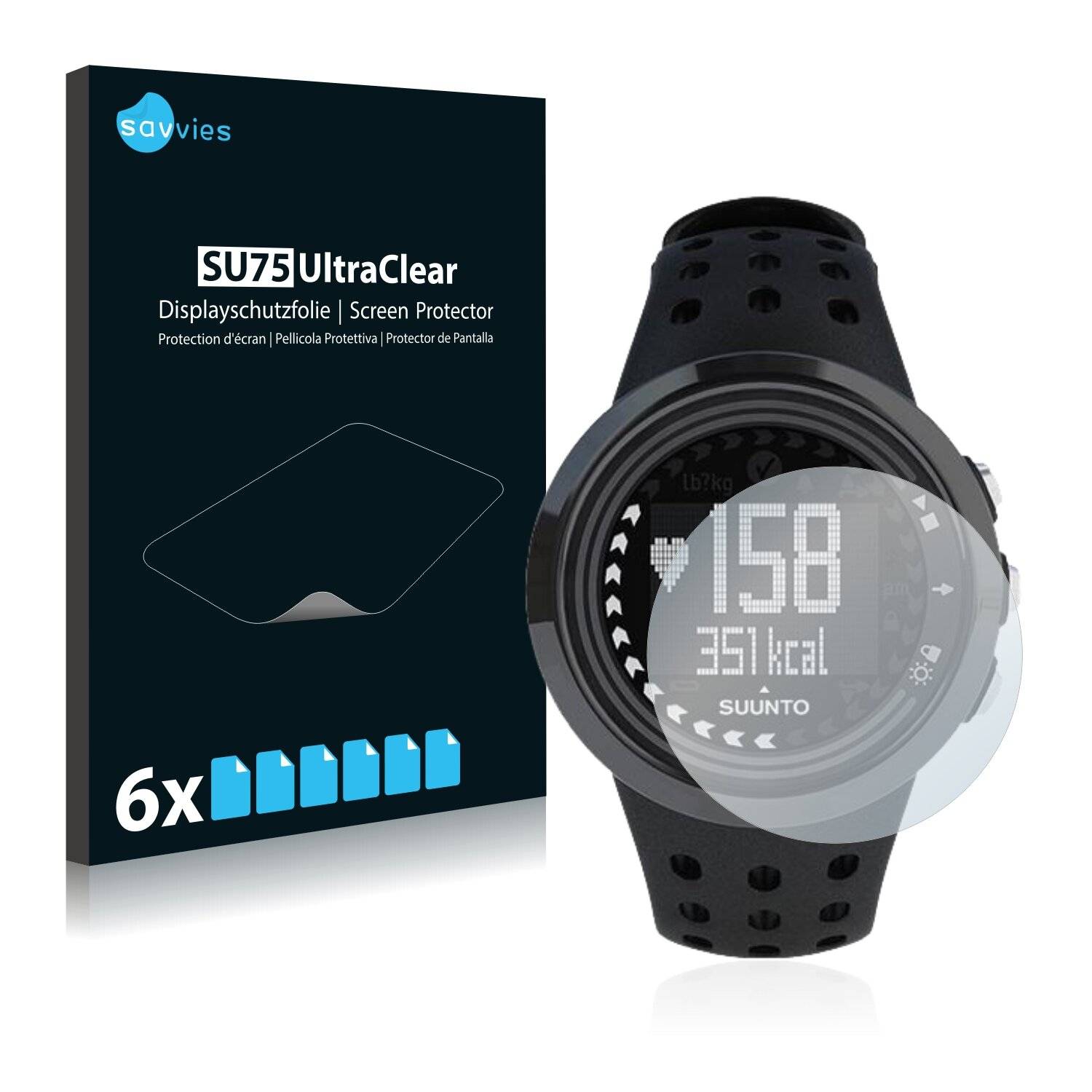 6x Savvies SU75 Displayschutzfolie für Suunto M5 All